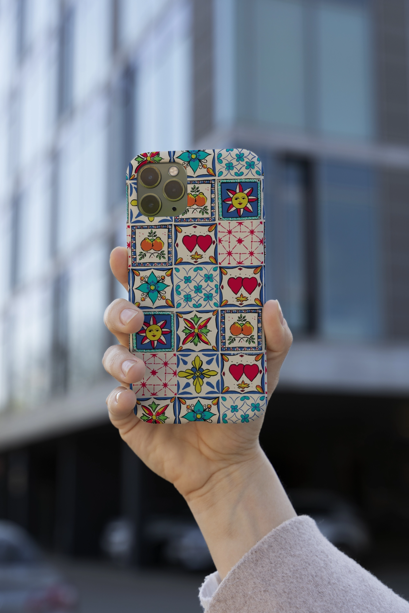 Renkli Mozaik Desenli Retro Telefon Kılıfı ,,, 244