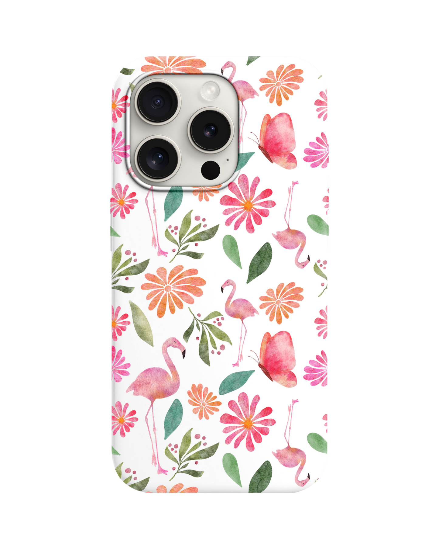 Flamingo ve Çiçek Desenli Telefon Kılıfı /// 343