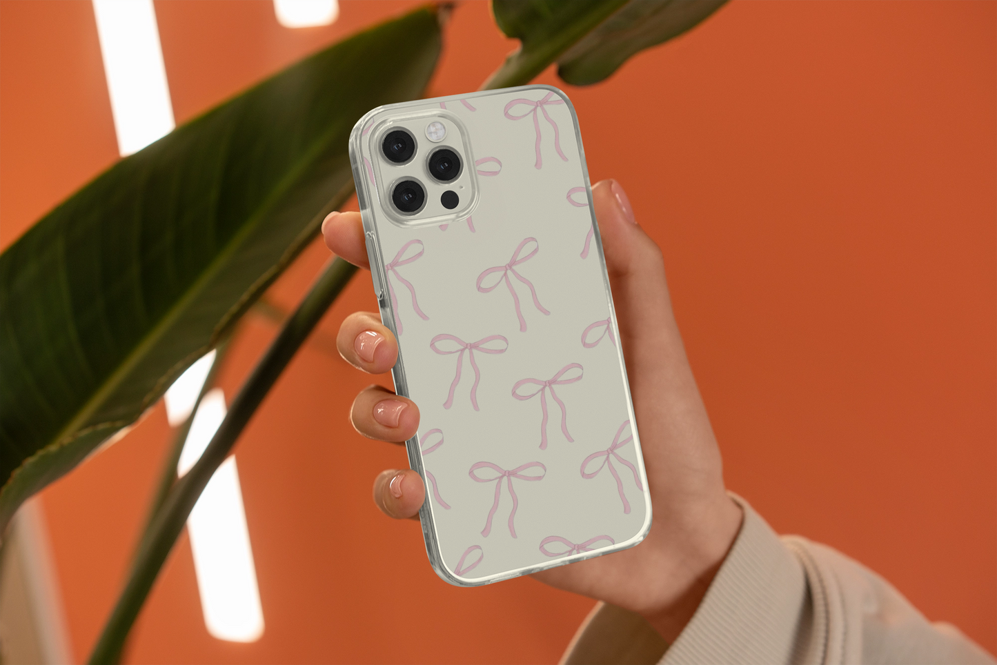 Pudra Dokunuşlu Kurdele Telefon Kılıfı (Şeffaf) /// 097