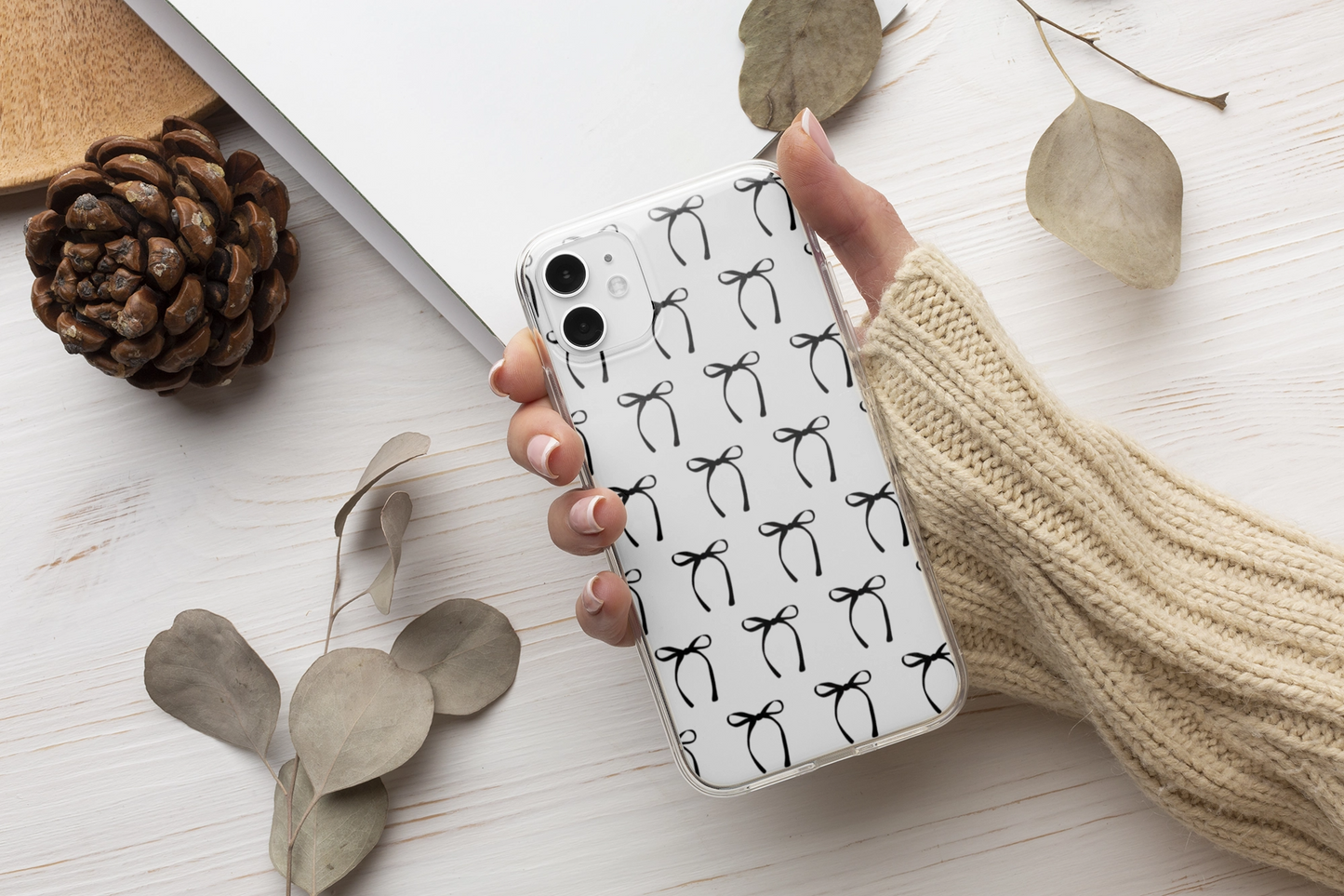 Siyah Kurdele Telefon Kılıfı (Şeffaf) /// 102