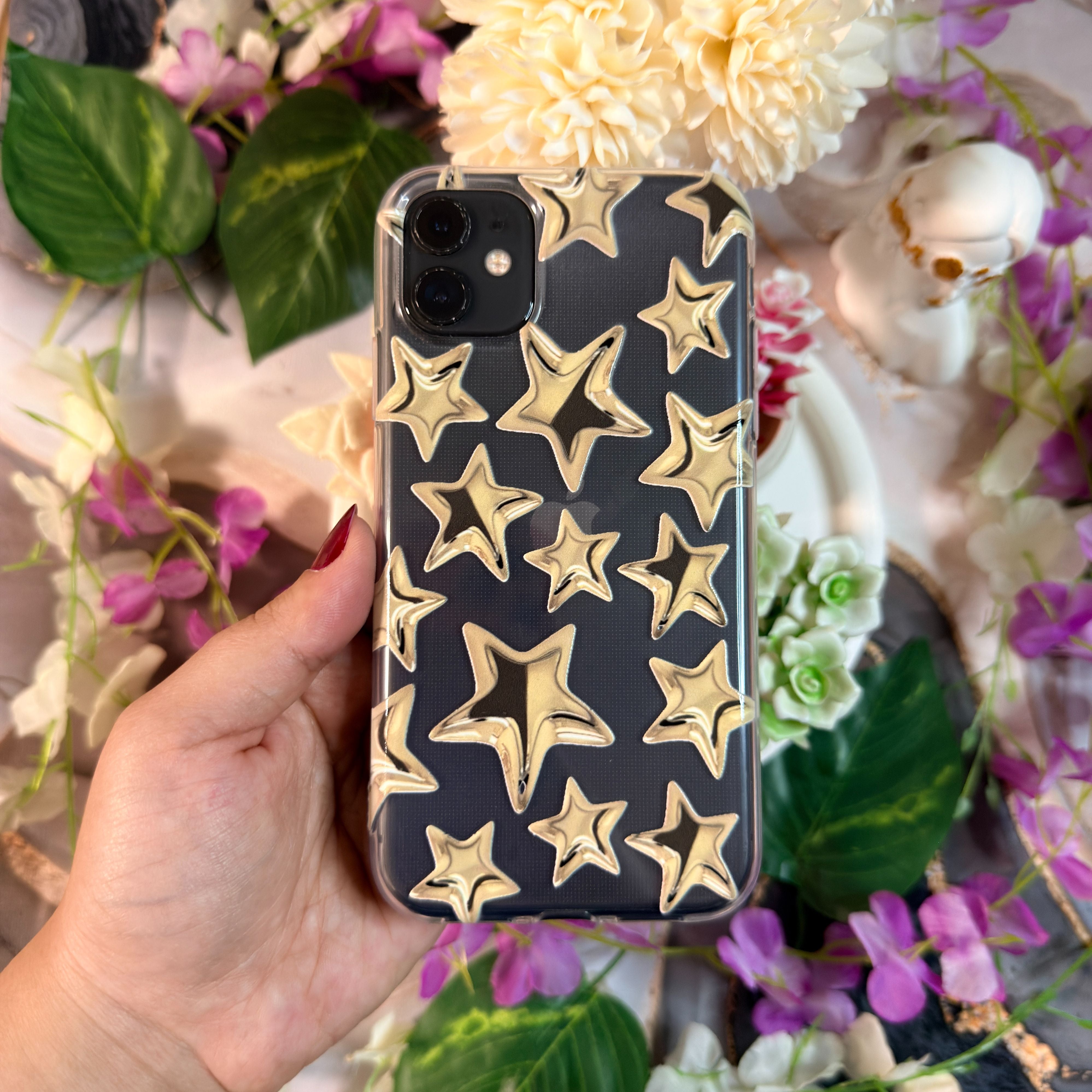 Yıldız Desenli Premium Şeffaf Telefon Kılıfı