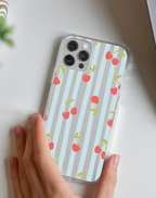 Minimal Kiraz Desenli Premium Şeffaf Telefon Kılıf