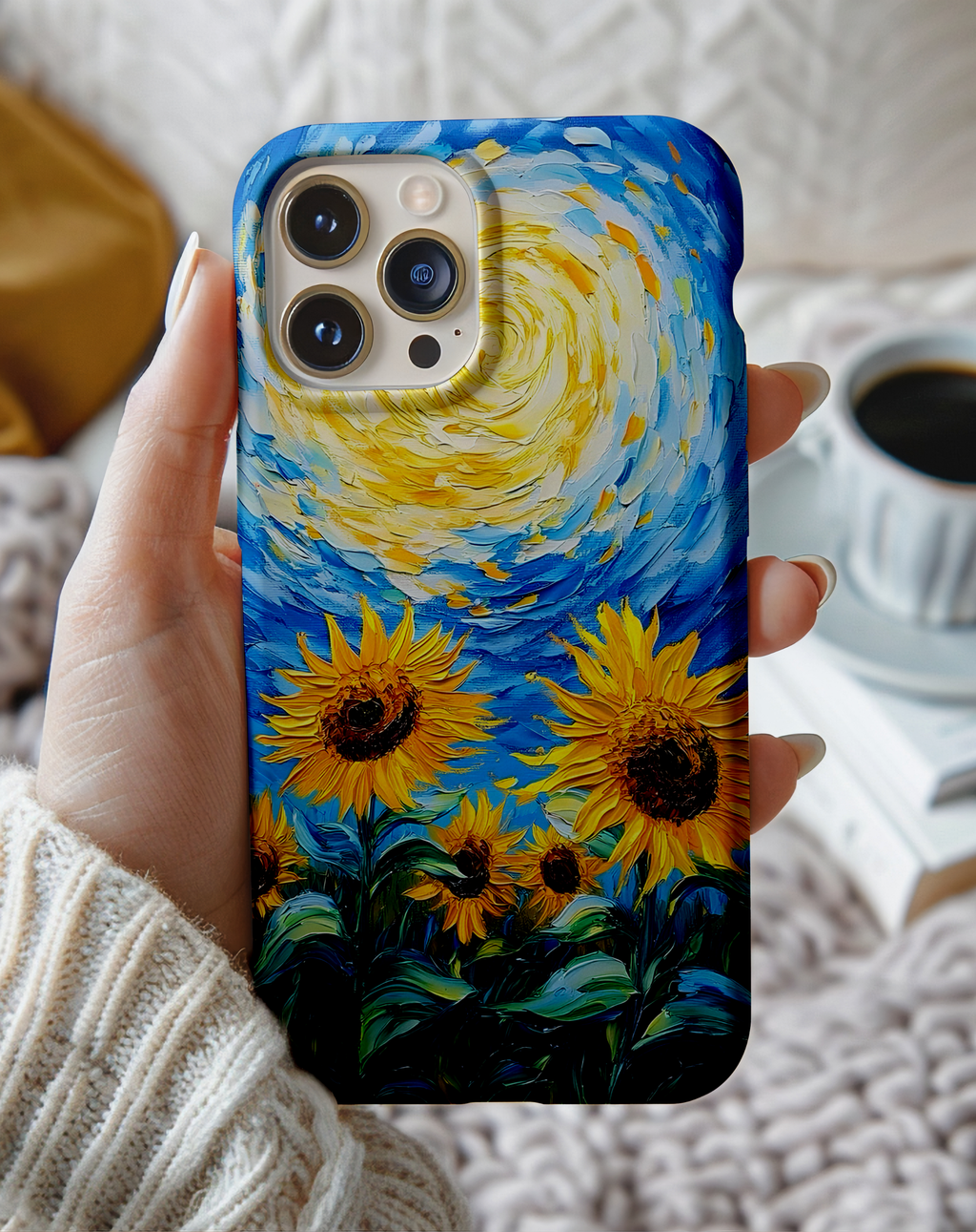 Ayçiçeği Desenli Sanatsal Premium Telefon Kılıfı