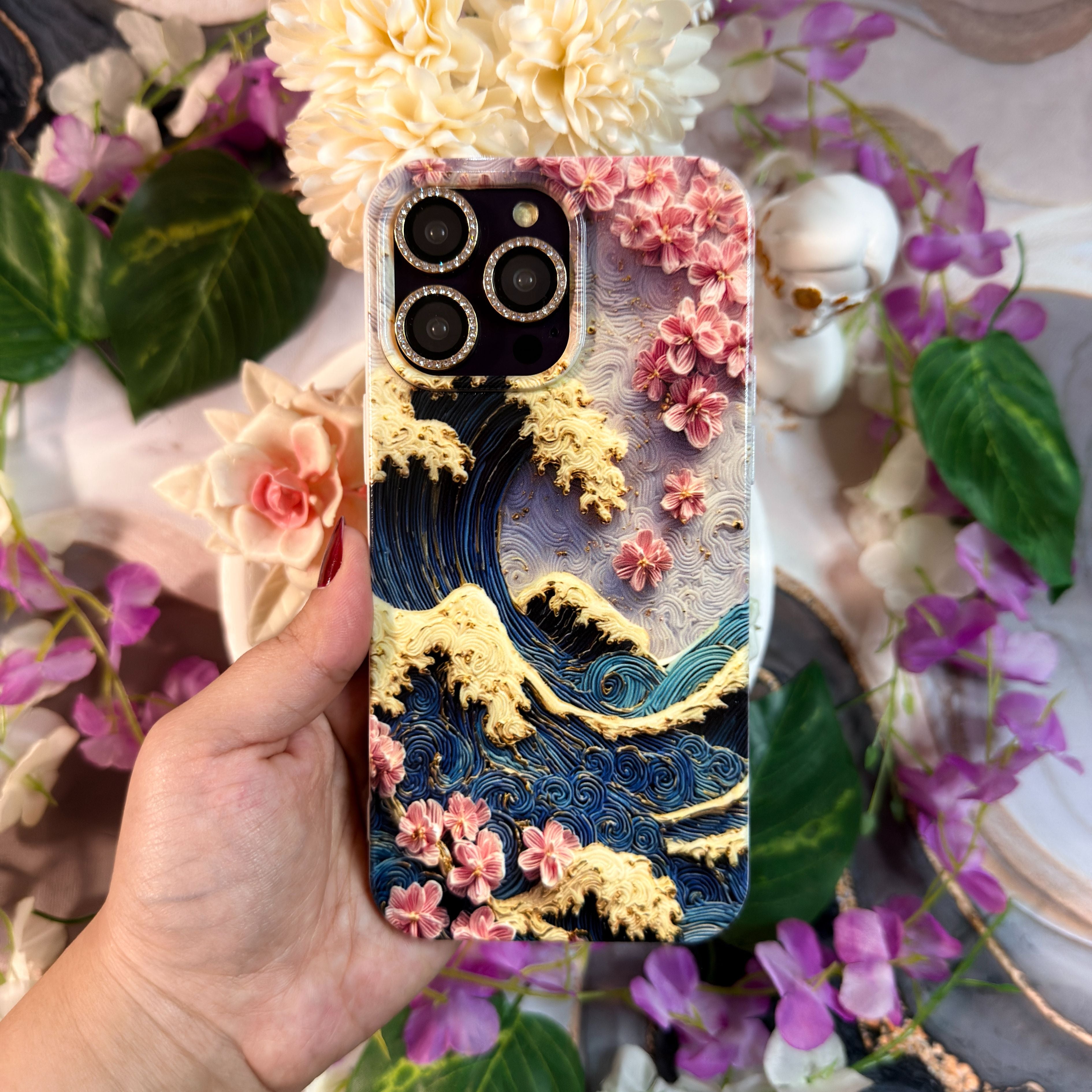 Sakura Wave Sanatsal Premium Telefon Kılıfı