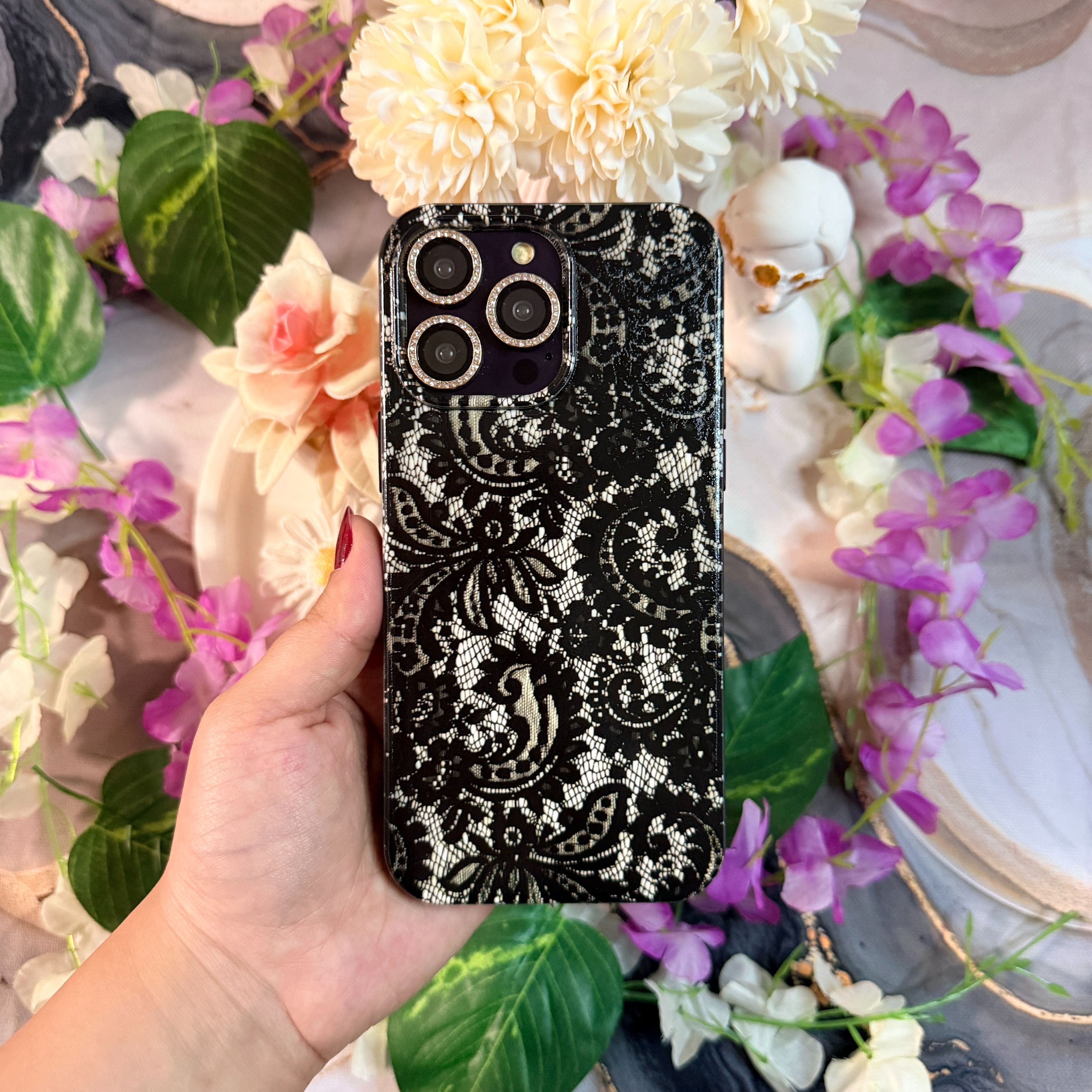 Lüks Dantel Görünümlü Premium Telefon Kılıfı