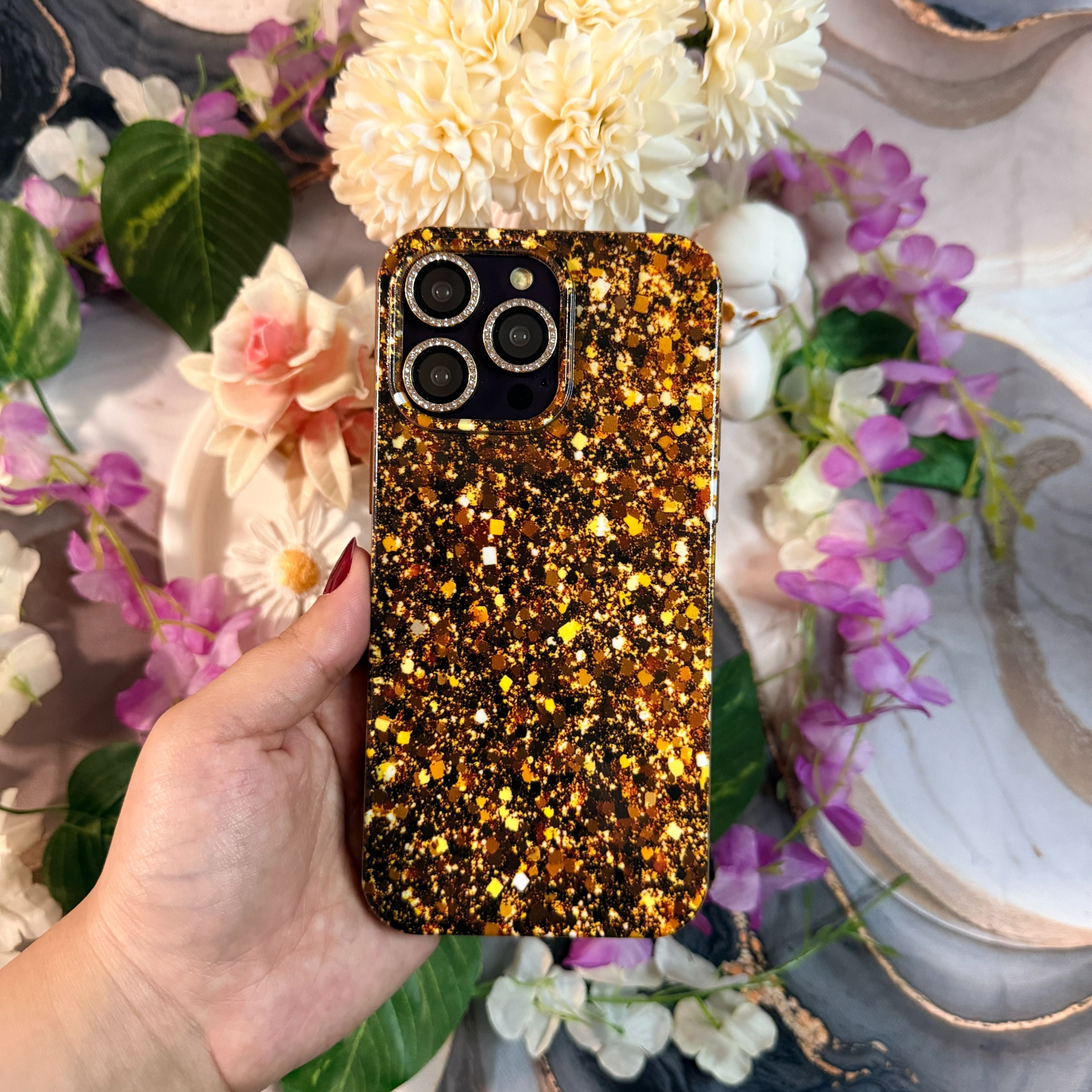 Gold Efektli Parlak Premium Telefon Kılıfı