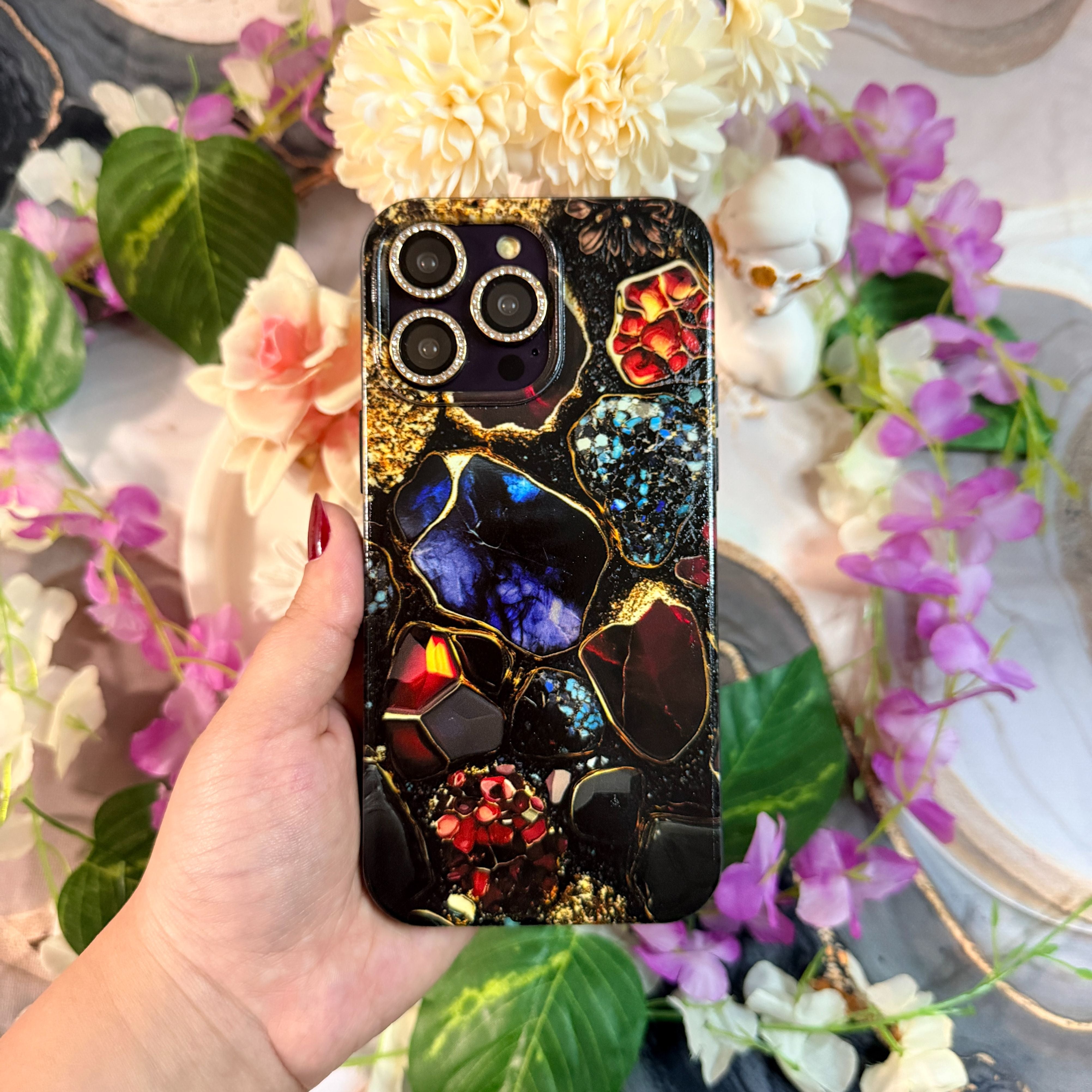 Renkli Kristal Desenli Premium Telefon Kılıfı