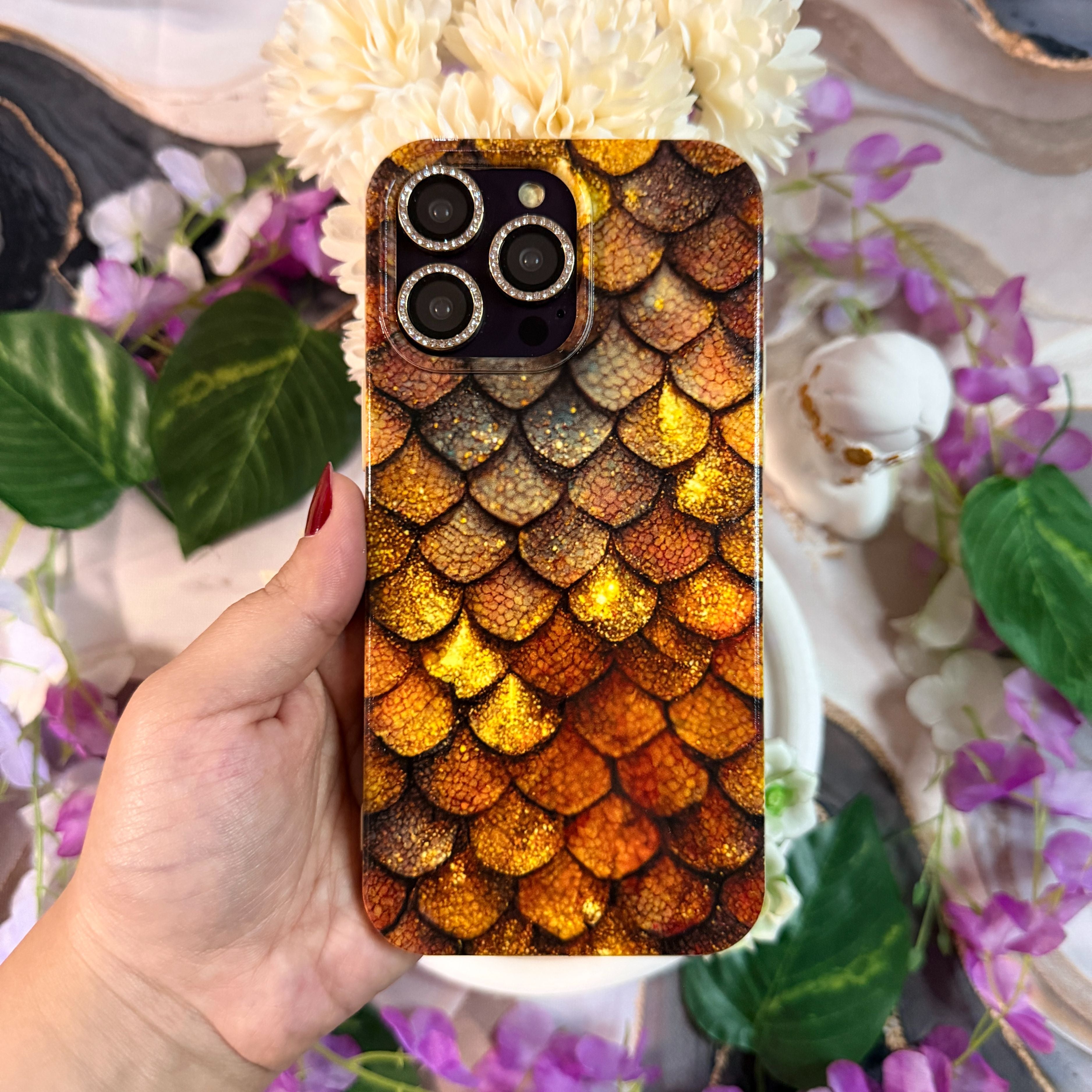 Bronz Pul Efektli Premium Telefon Kılıfı