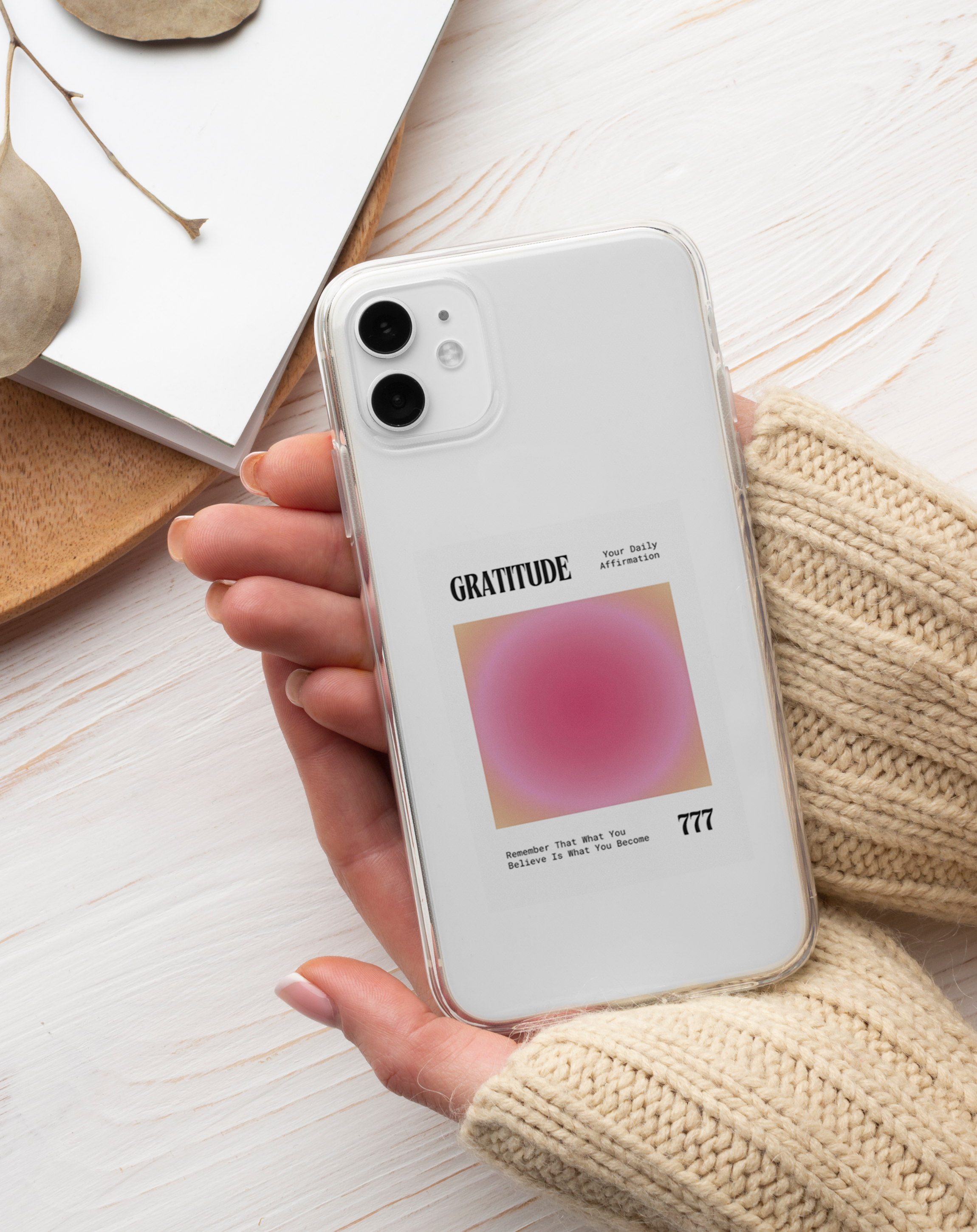 Gratitude 777 Premium Şeffaf Telefon Kılıfı