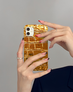 Altın Timsah Desenli Premium Telefon Kılıfı