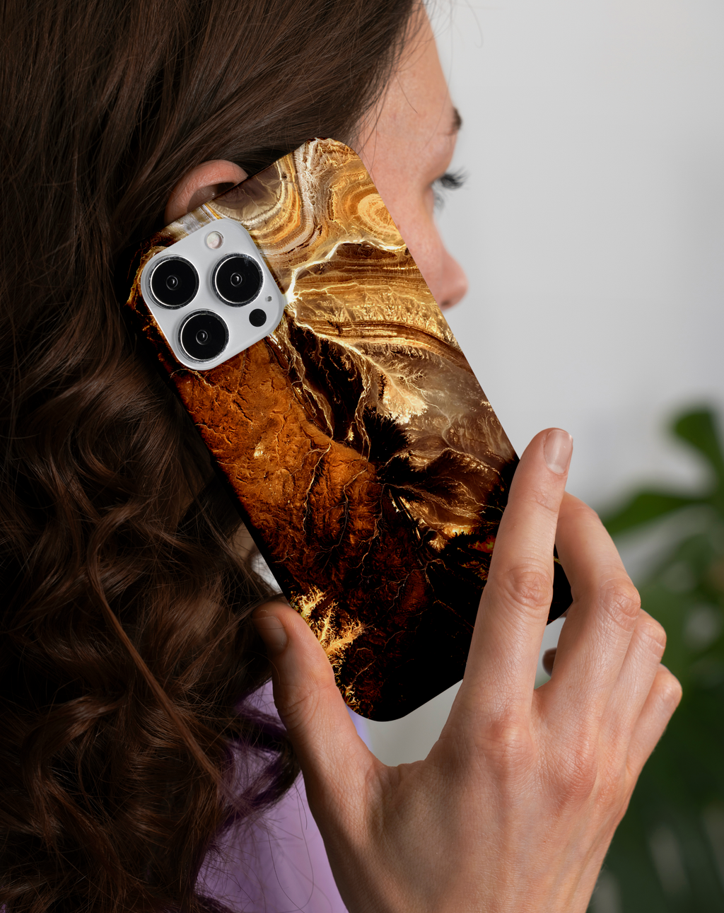 Gold Kahve Damar Premium Telefon Kılıfı