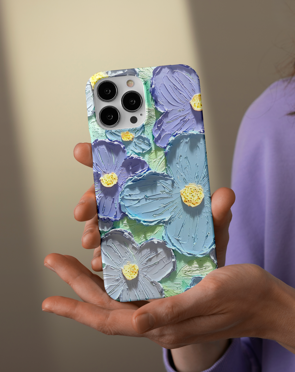 Mavi Çiçek Bahçesi Premium Telefon Kılıfı