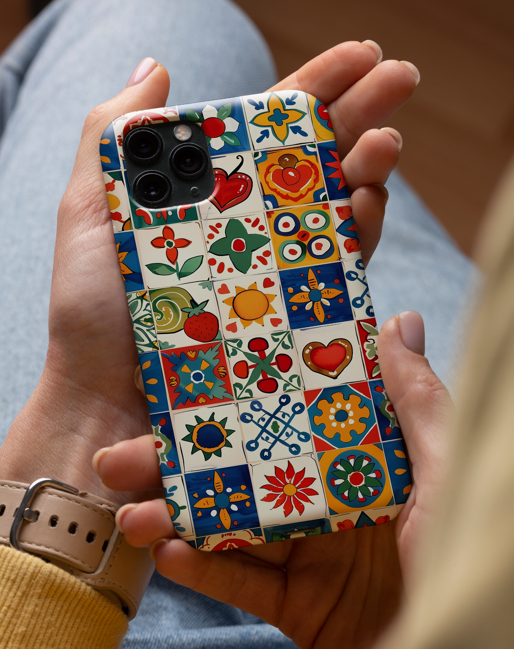 Renkli Mozaik Premium Telefon Kılıfı