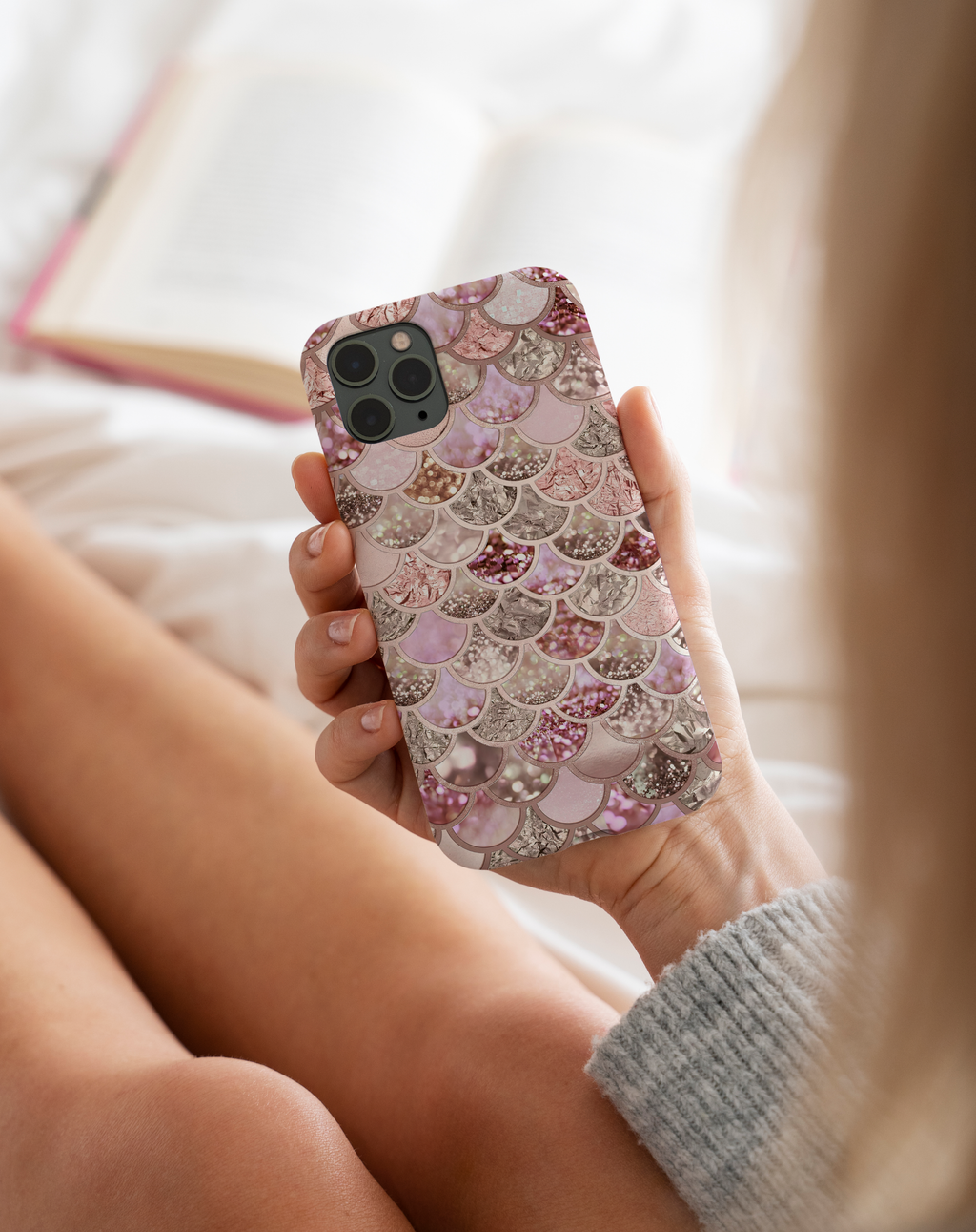 Pembe Simli Deniz Kızı Pullu Desen Telefon Kılıfı