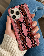 Pembe Yılan Derisi Premium Telefon Kılıfı