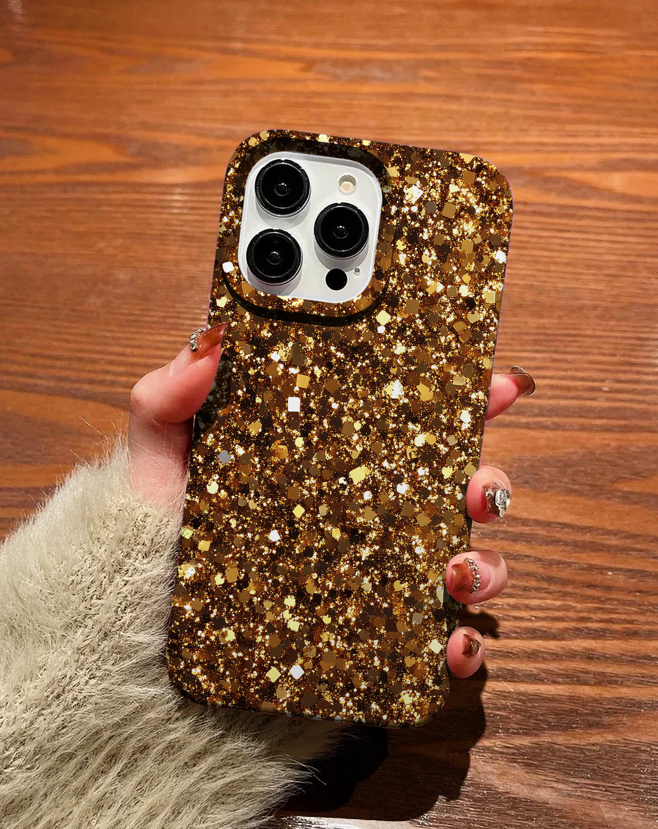 Gold Efektli Parlak Premium Telefon Kılıfı