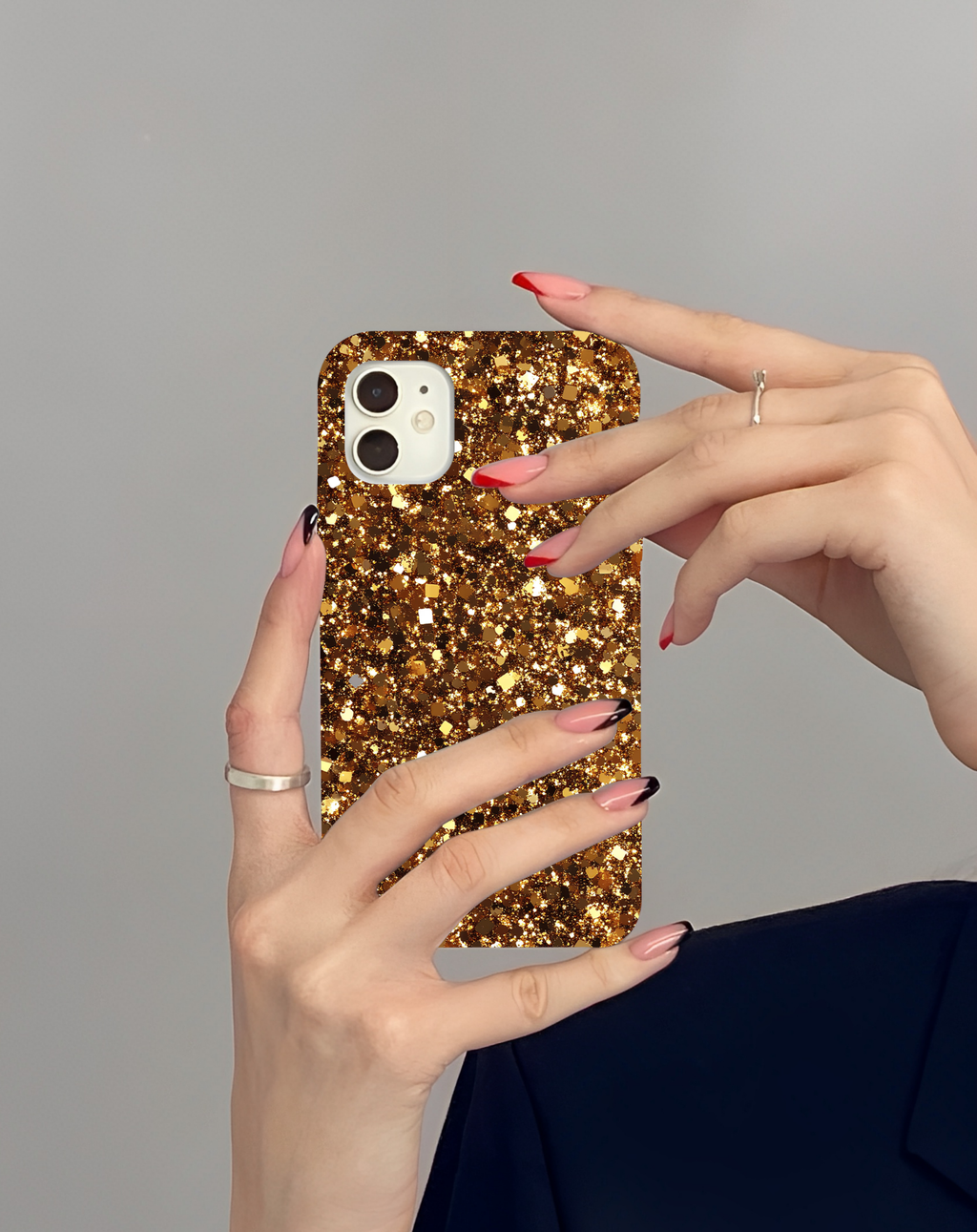 Gold Efektli Parlak Premium Telefon Kılıfı