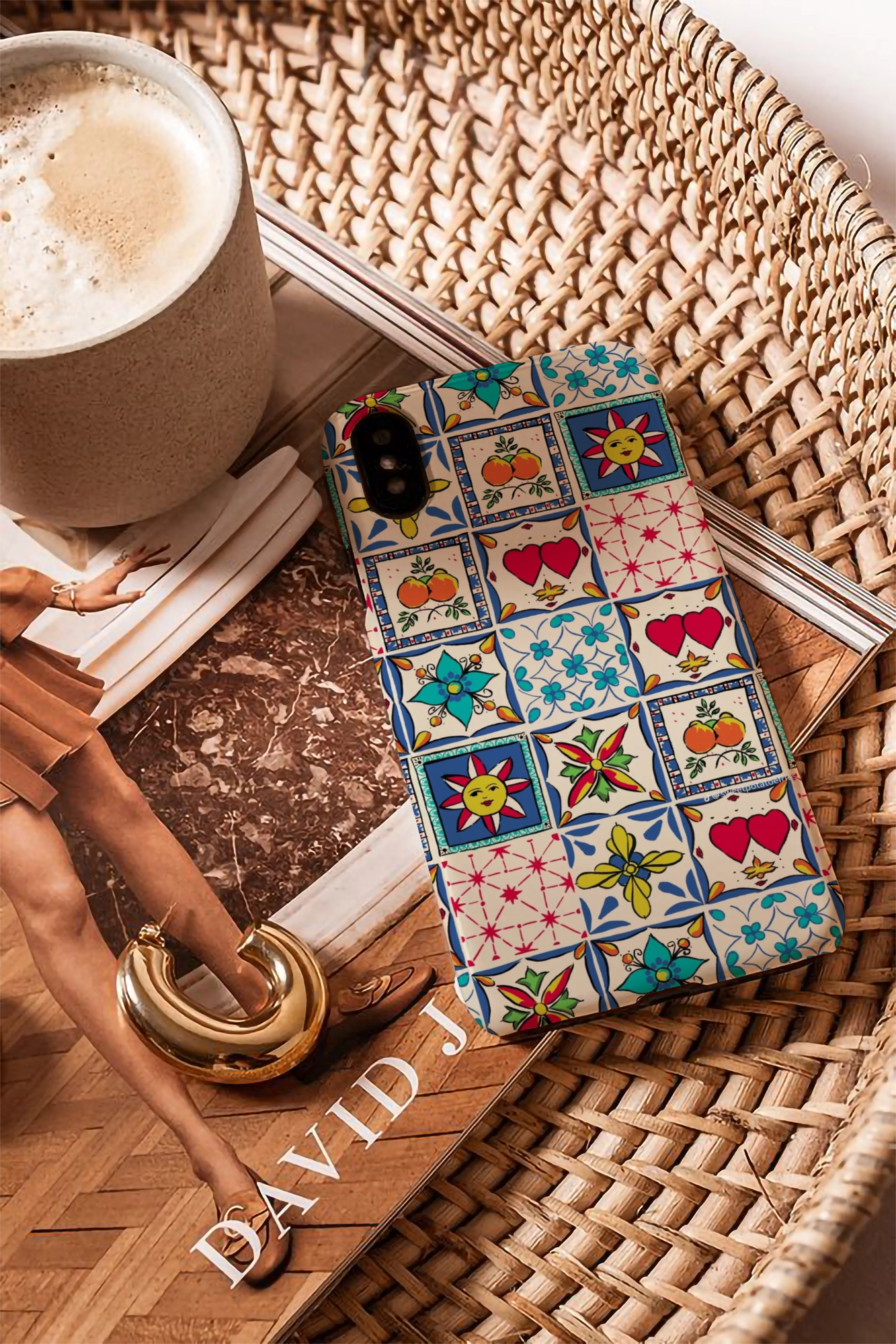 Renkli Mozaik Desenli Retro Telefon Kılıfı  *** 244
