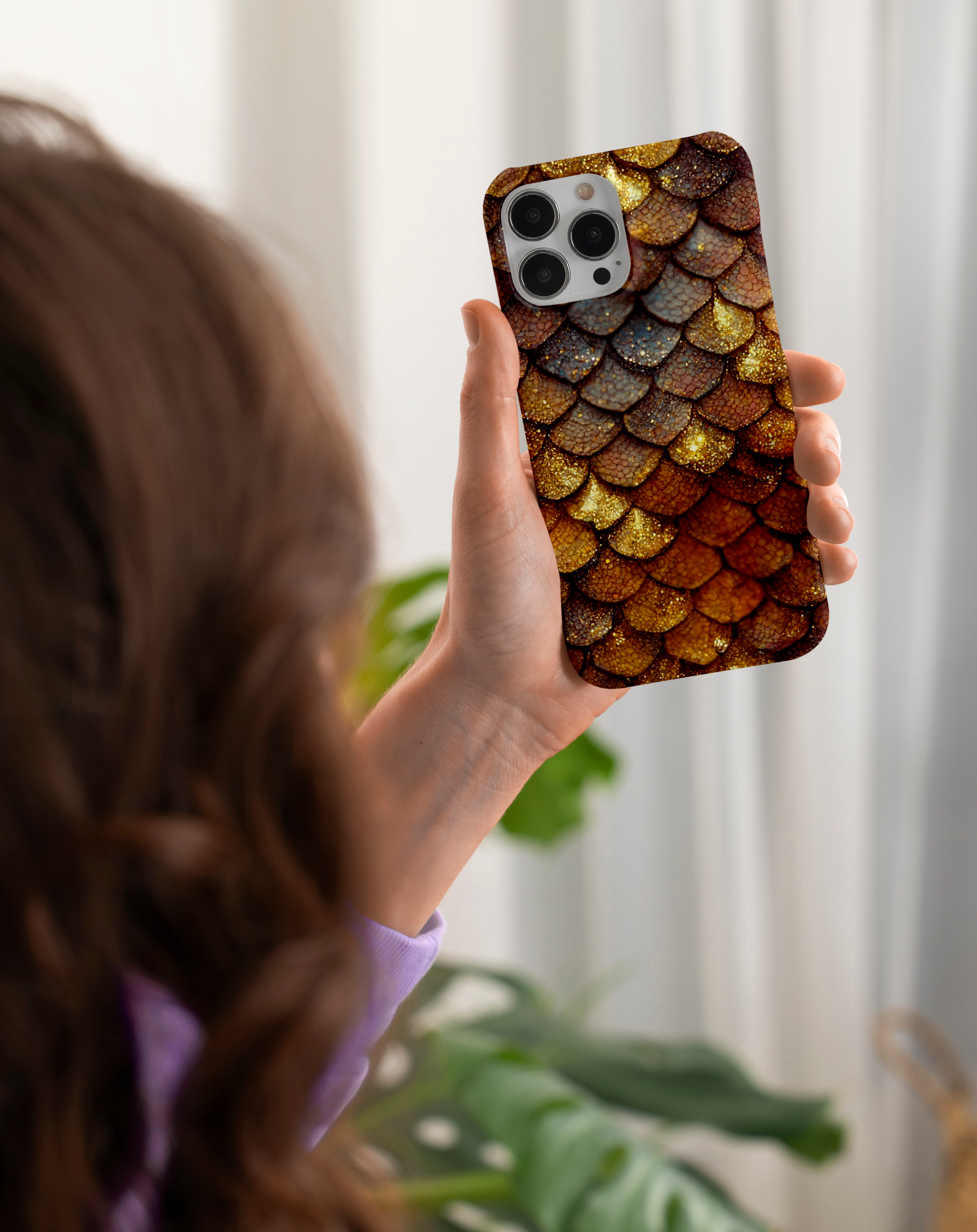 Bronz Pul Efektli Premium Telefon Kılıfı