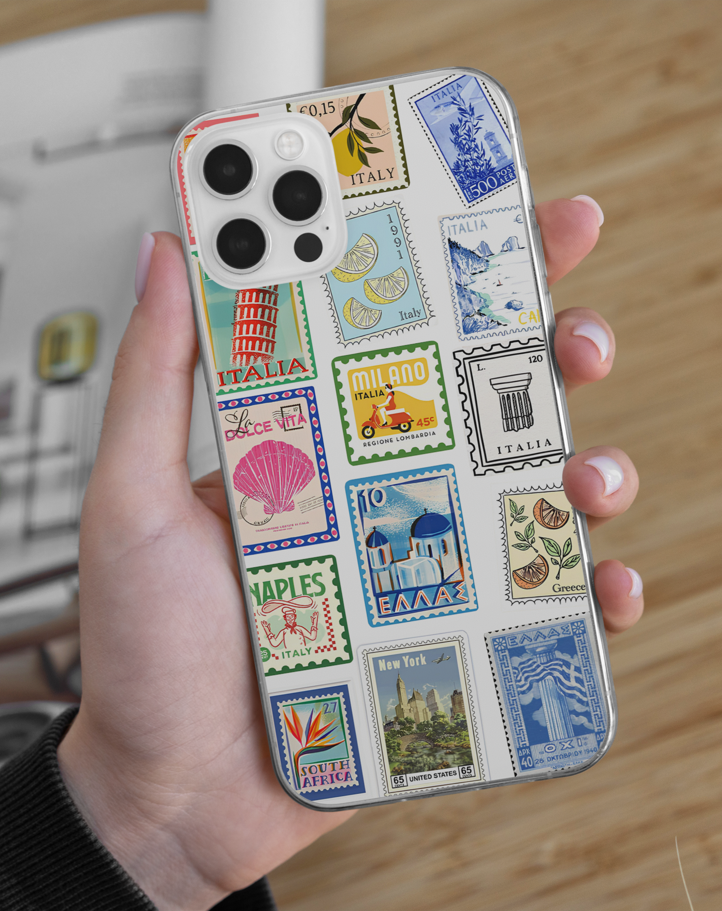 Retro Travel Şeffaf Premium Telefon Kılıfı