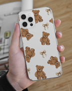Fiyonklu Sevimli Teddy Şeffaf Premium Telefon Kılıfı