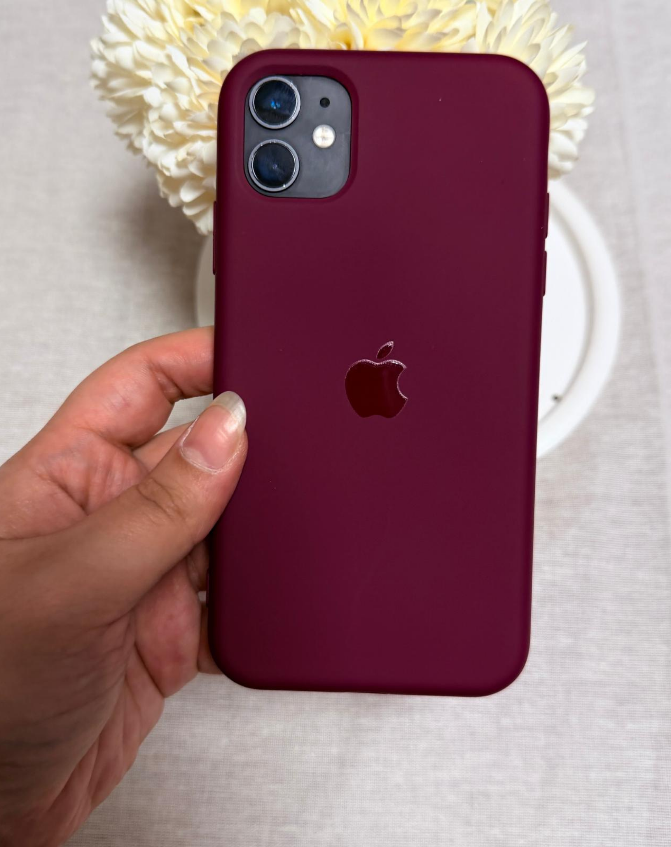 Apple Logo Bordo Premium Telefon Kılıfı