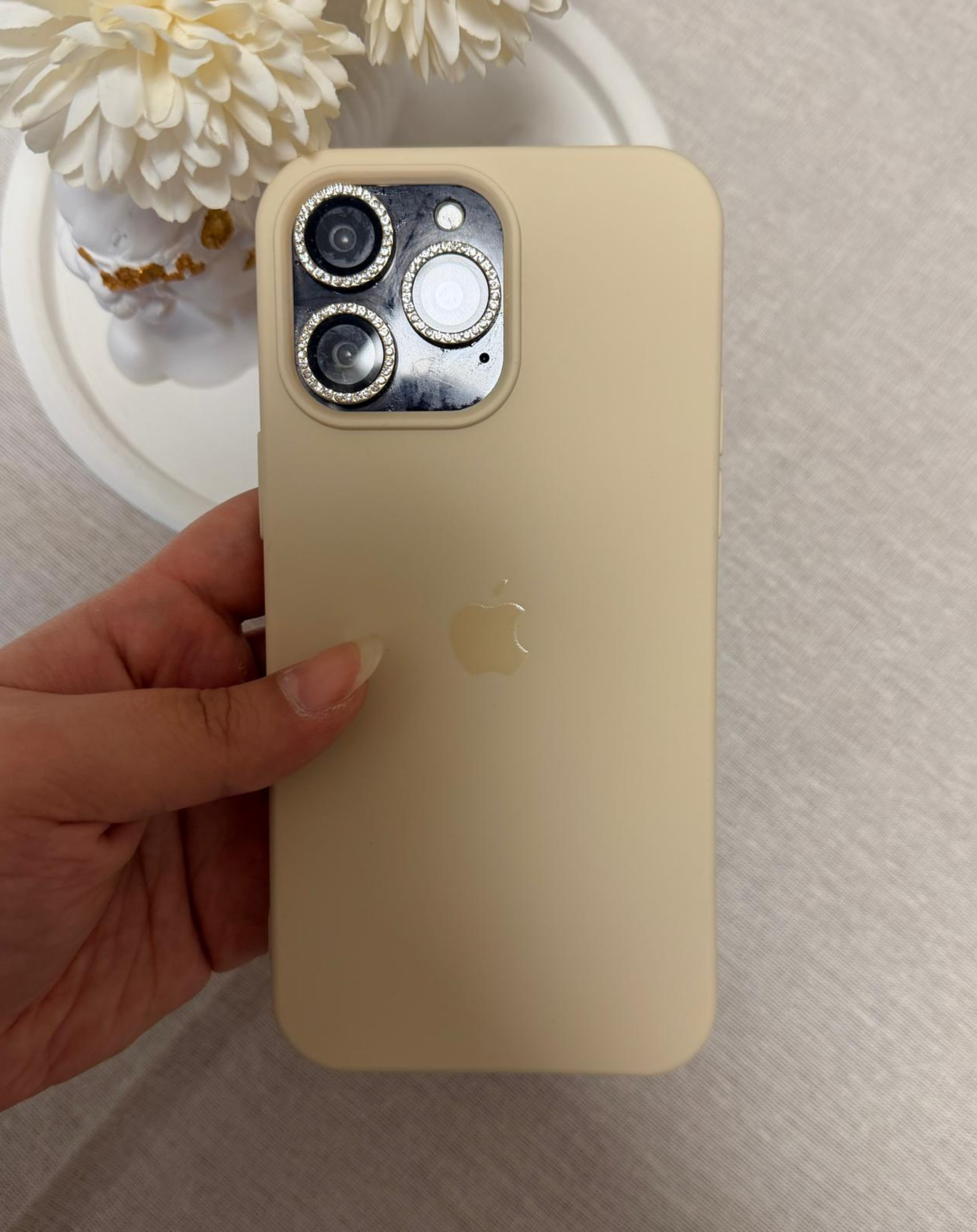 Apple Logo Krem Premium Telefon Kılıfı