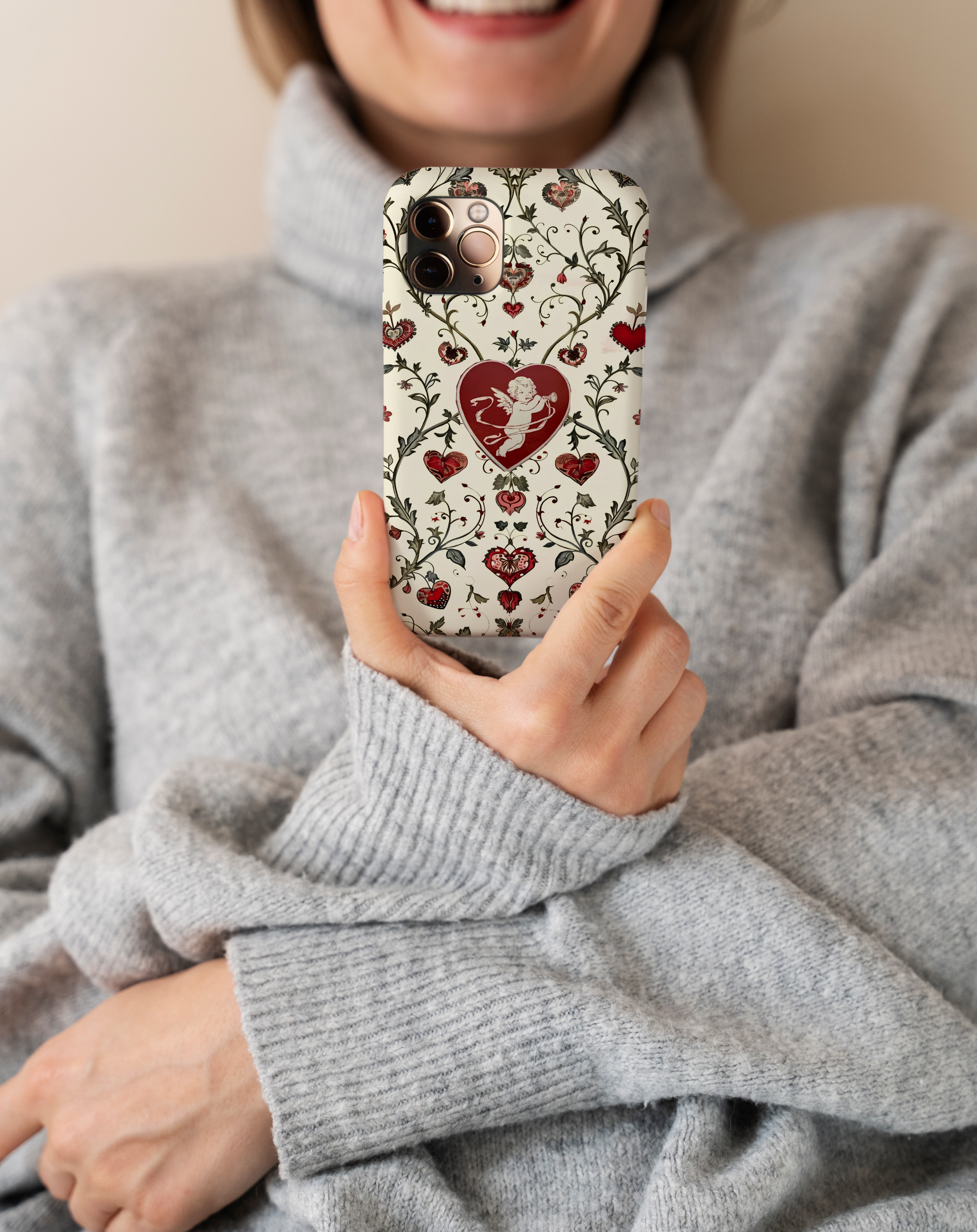 Barok Tarzı Melek ve Sarmaşık Desenli Vintage Premium Telefon Kılıfı