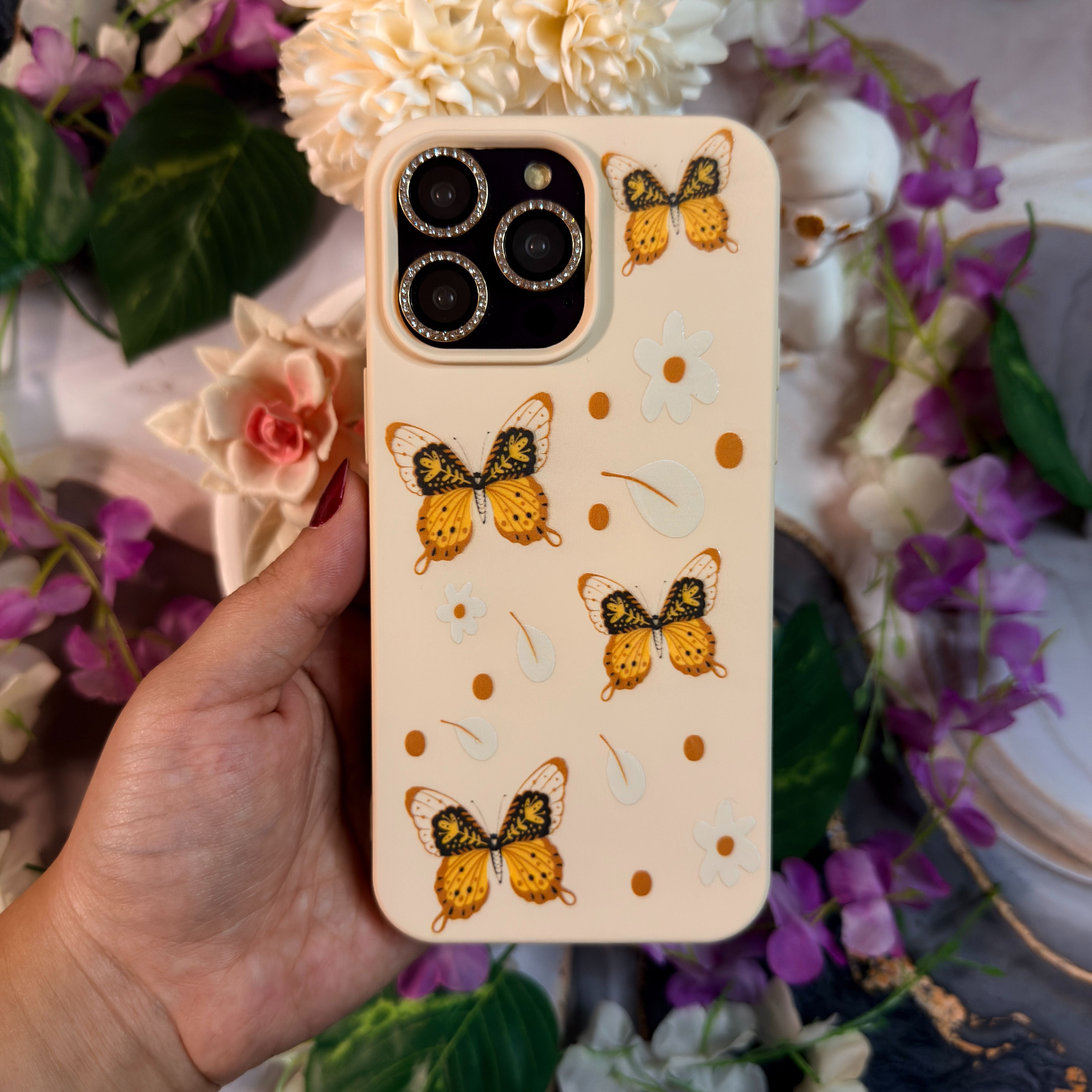 Kelebek ve Çiçek Premium Telefon Kılıfı