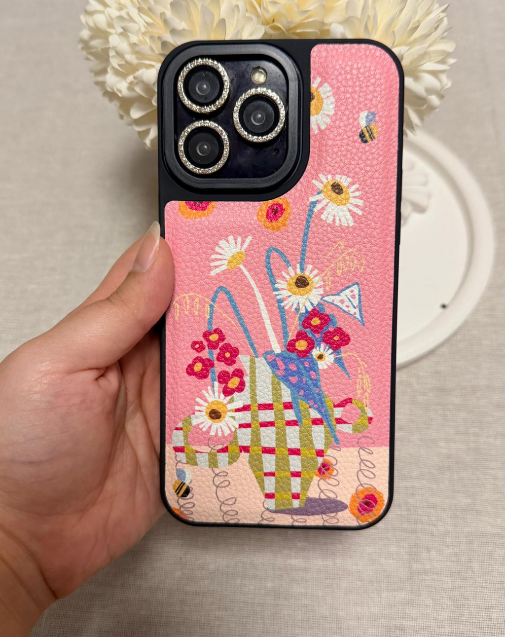 Floral Art Deri Telefon Kılıfı