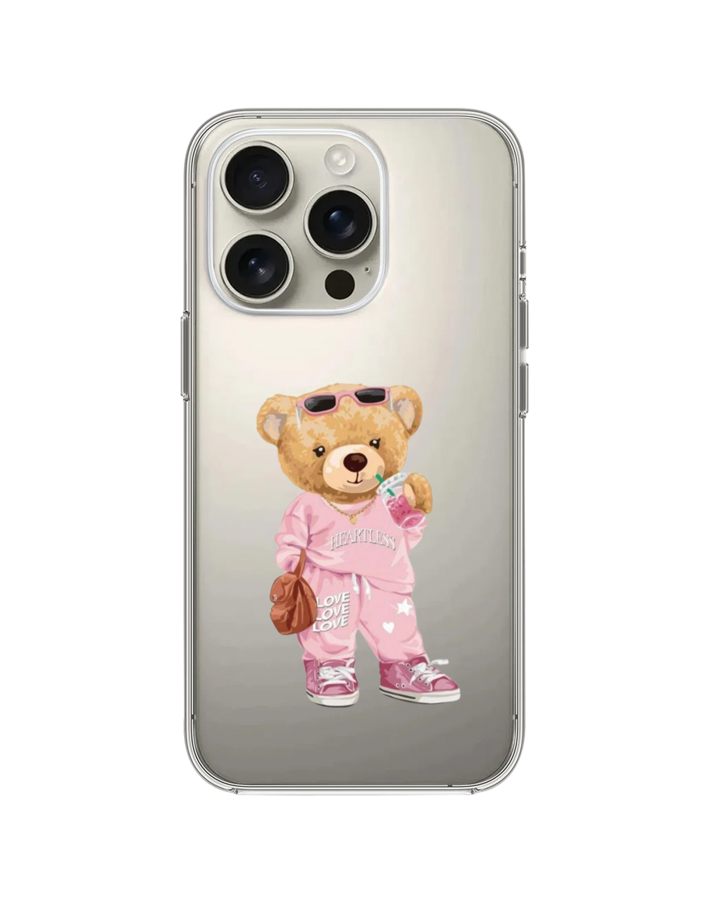 Cool Ayıcık Temalı Telefon Kılıfı (Şeffaf) *** 315