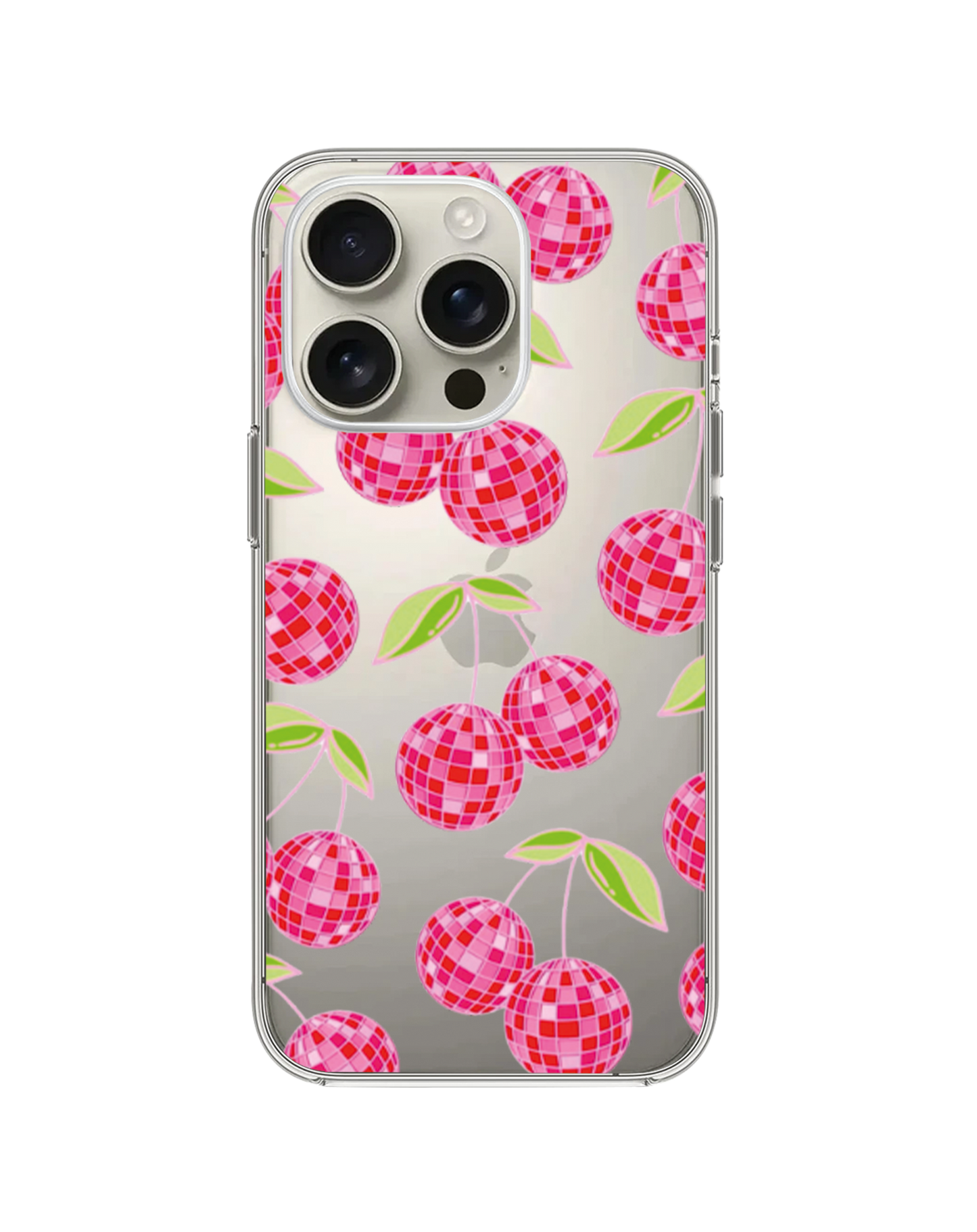 Disco Kiraz Desenli Telefon Kılıfı (Şeffaf) *** 338