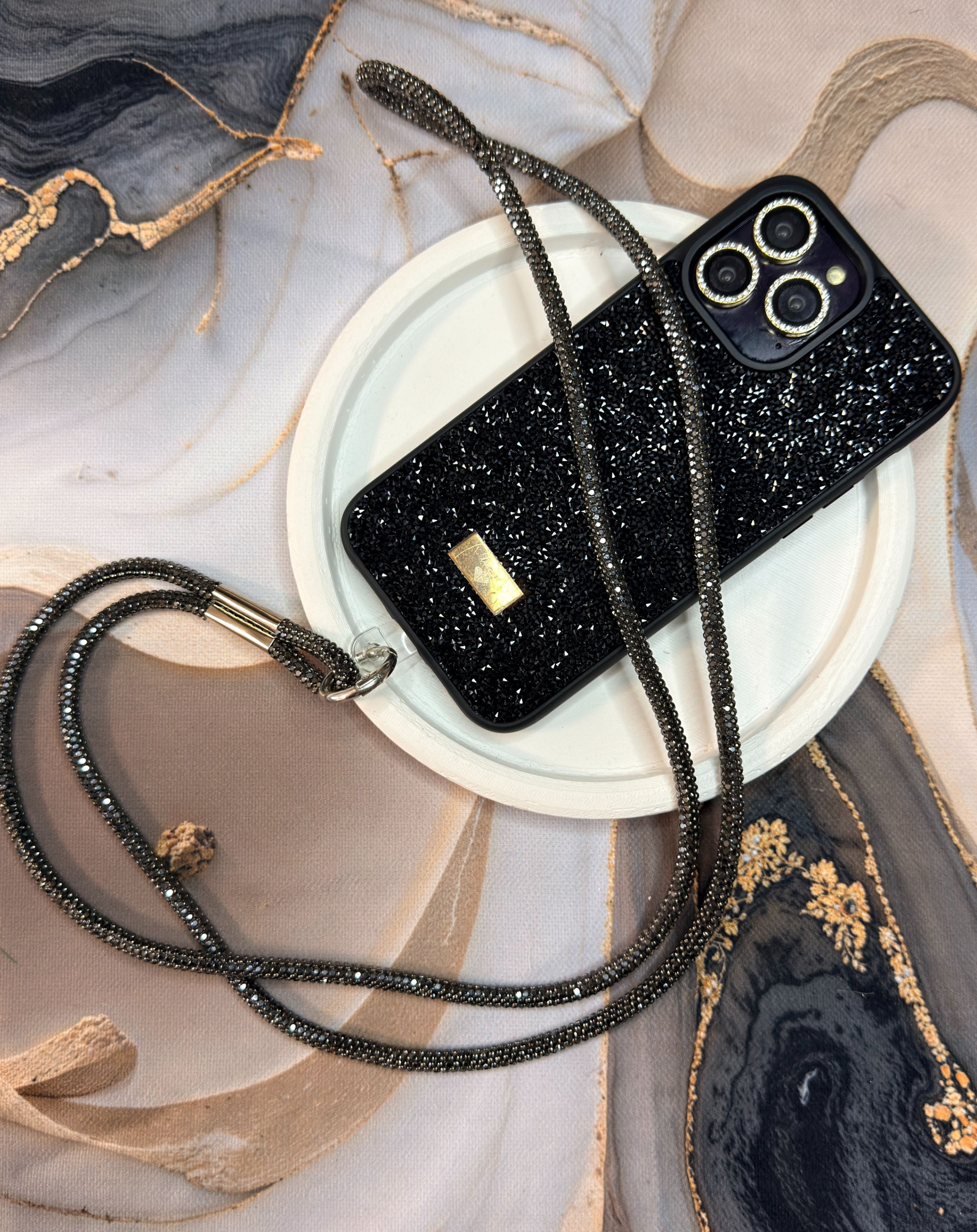 Taşlı Işıltılı Telefon Askısı