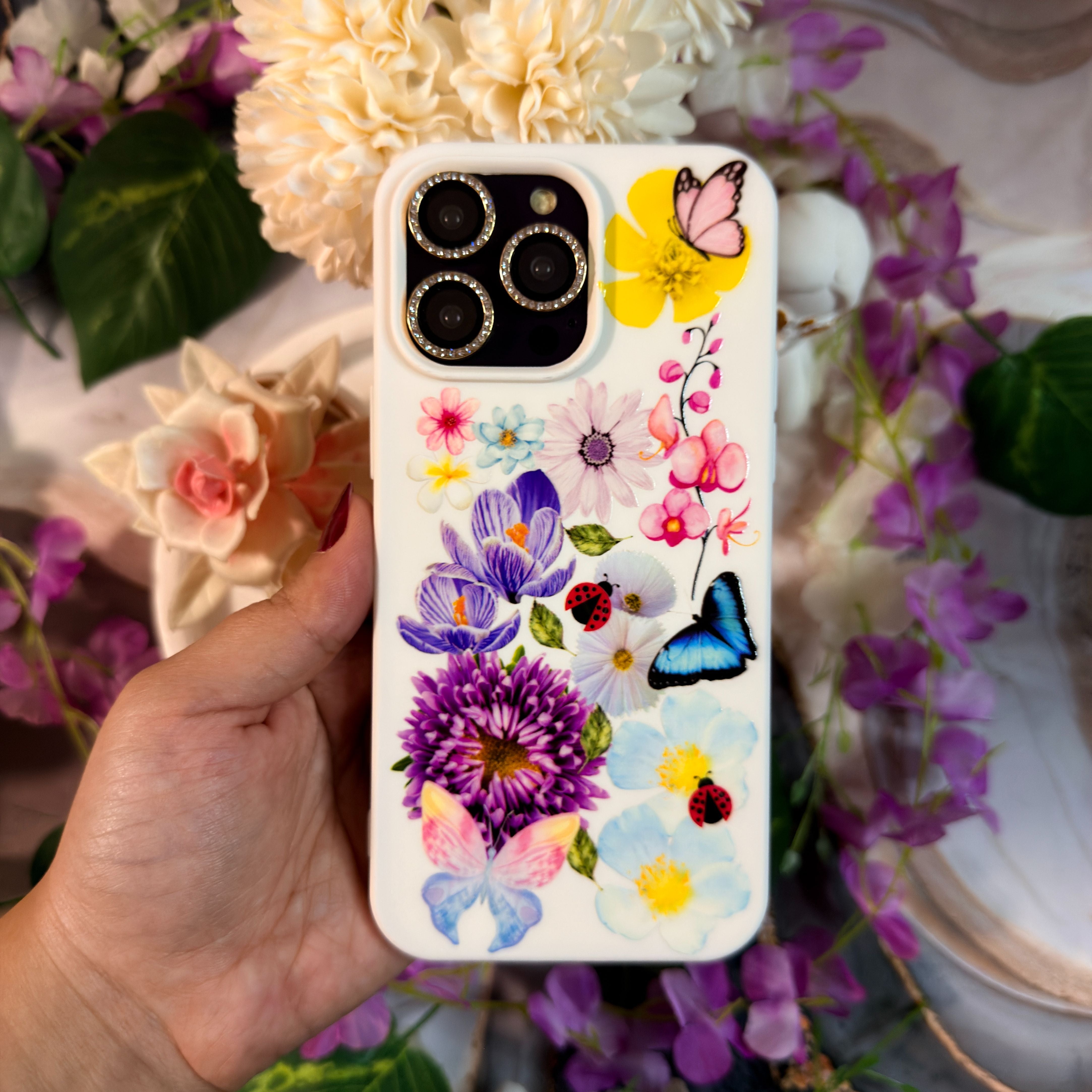 Flower Garden & Butterfly Premium Telefon Kılıfı