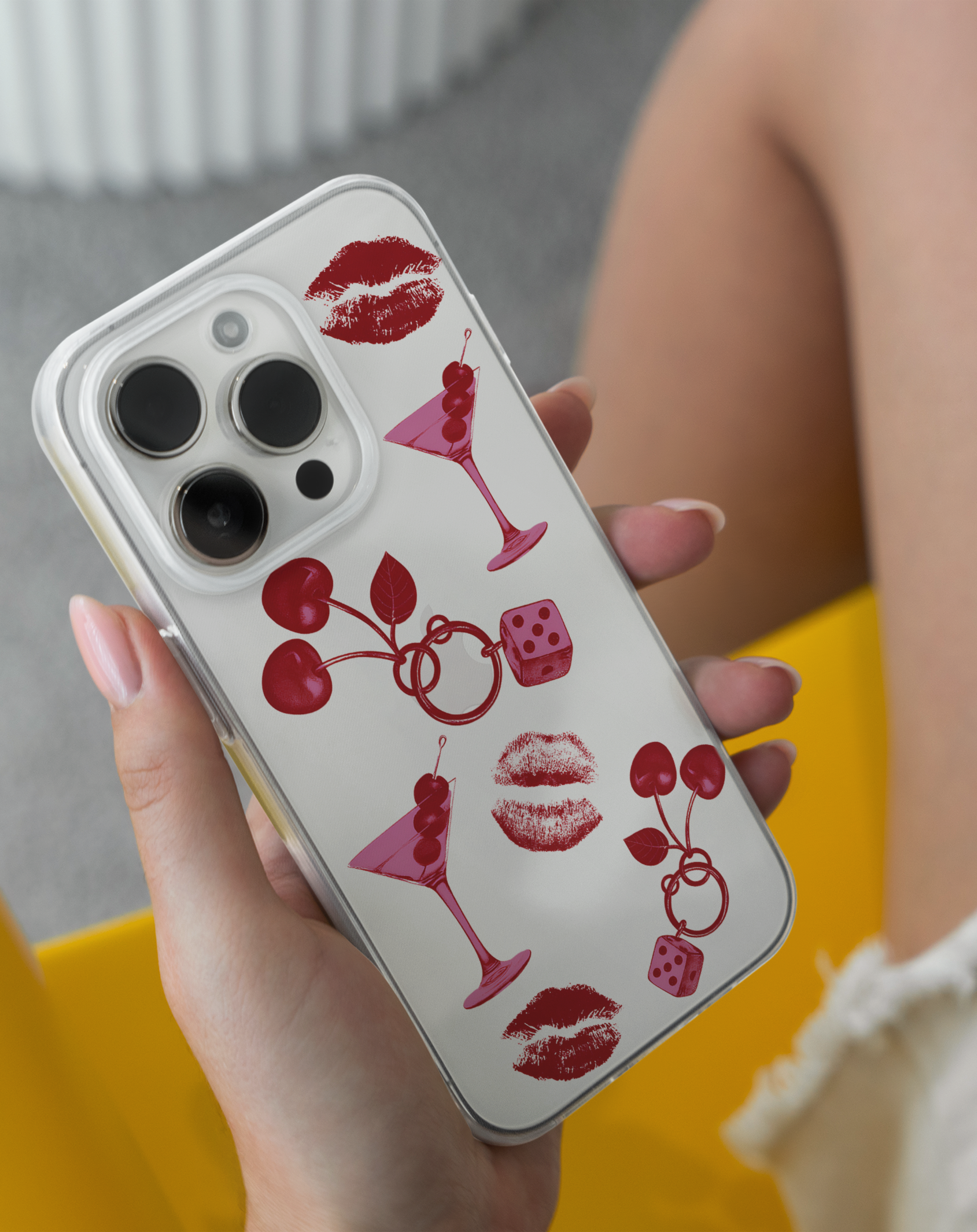 Kiraz ve Fiyonk Premium Şeffaf Telefon Kılıfı