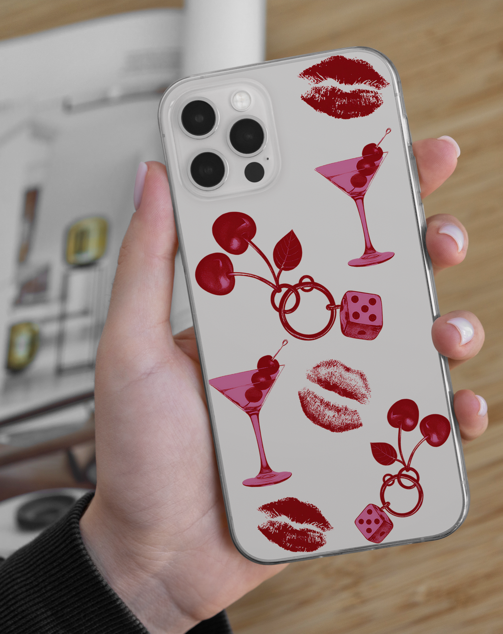 Kiraz ve Fiyonk Premium Şeffaf Telefon Kılıfı