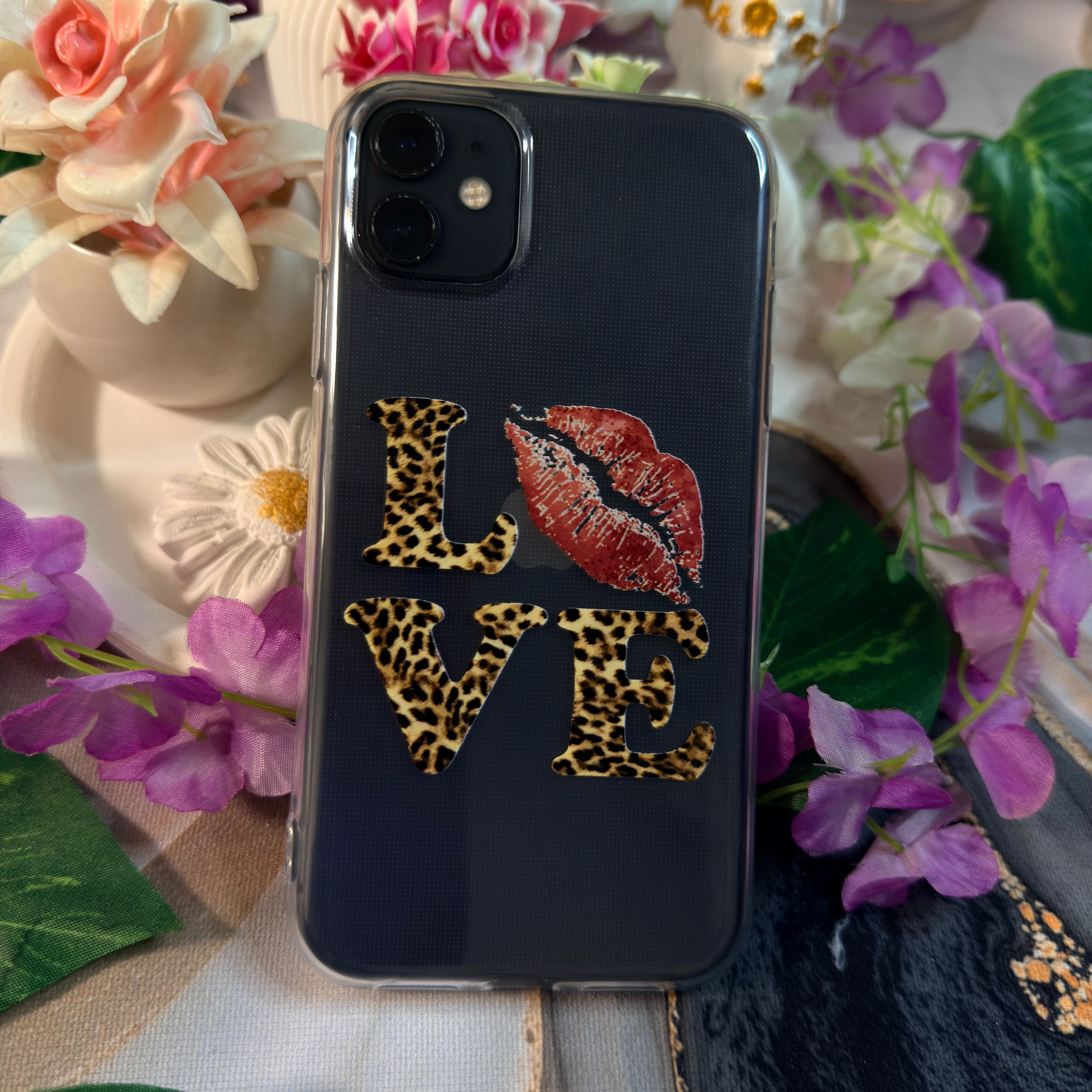 50 Leopar Love Premium Şeffaf Telefon Kılıfı