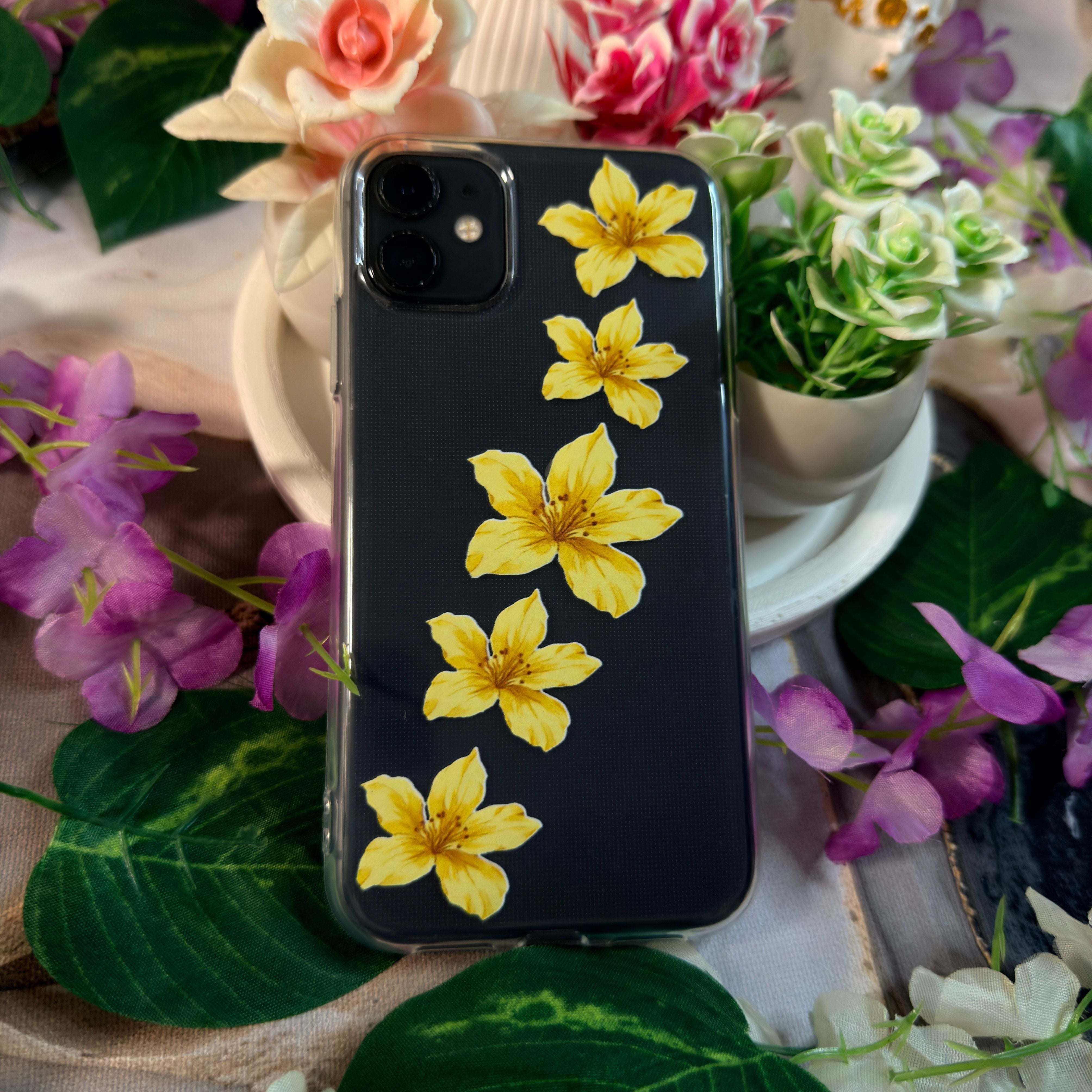 Çiçekli Premium Şeffaf Telefon Kılıfı