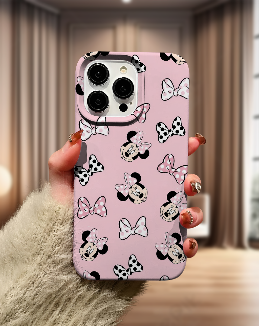 Minnie ve Fiyonk Desenli Premium Telefon Kılıfı
