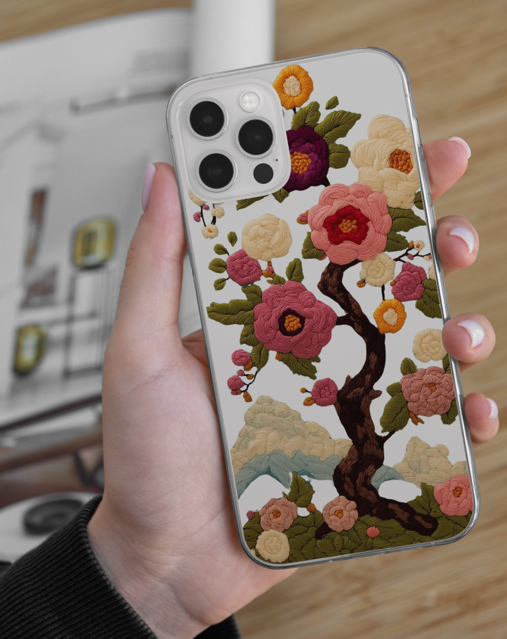 Çiçekli Ağaç Premium Şeffaf Telefon Kılıfı