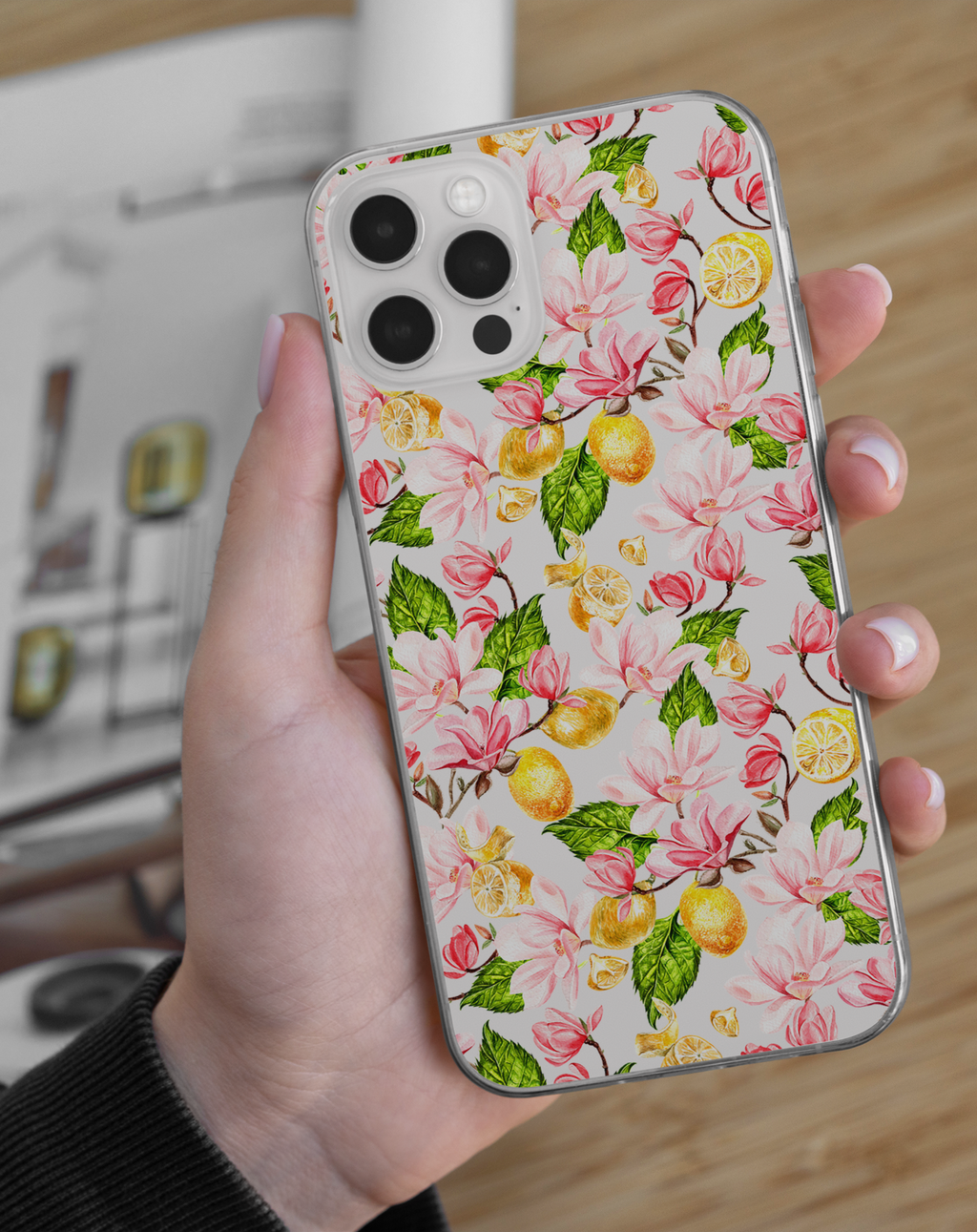 Limon ve Çiçek Premium Şeffaf Telefon Kılıfı