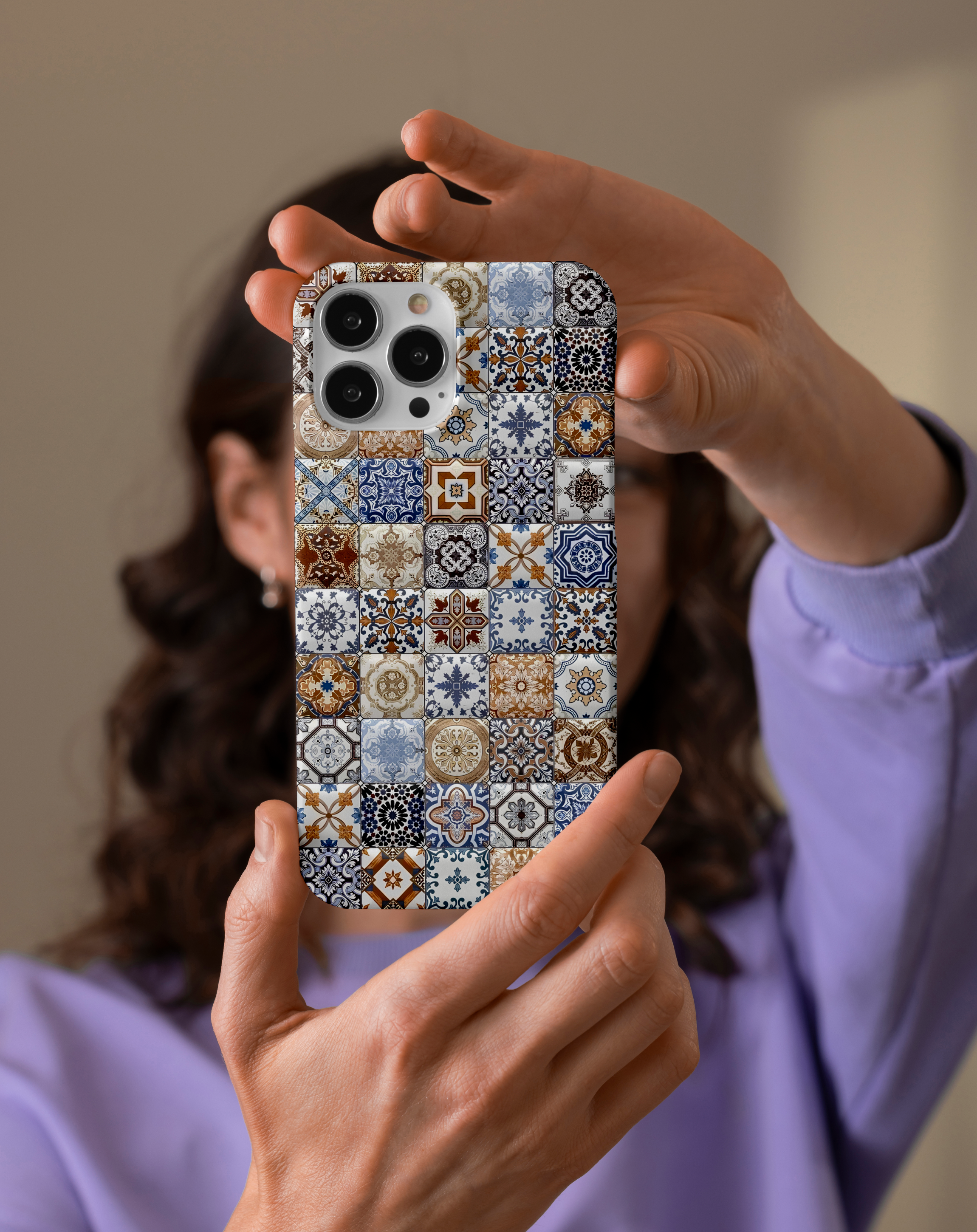 Vintage Mozaik Desenli Premium Telefon Kılıfı