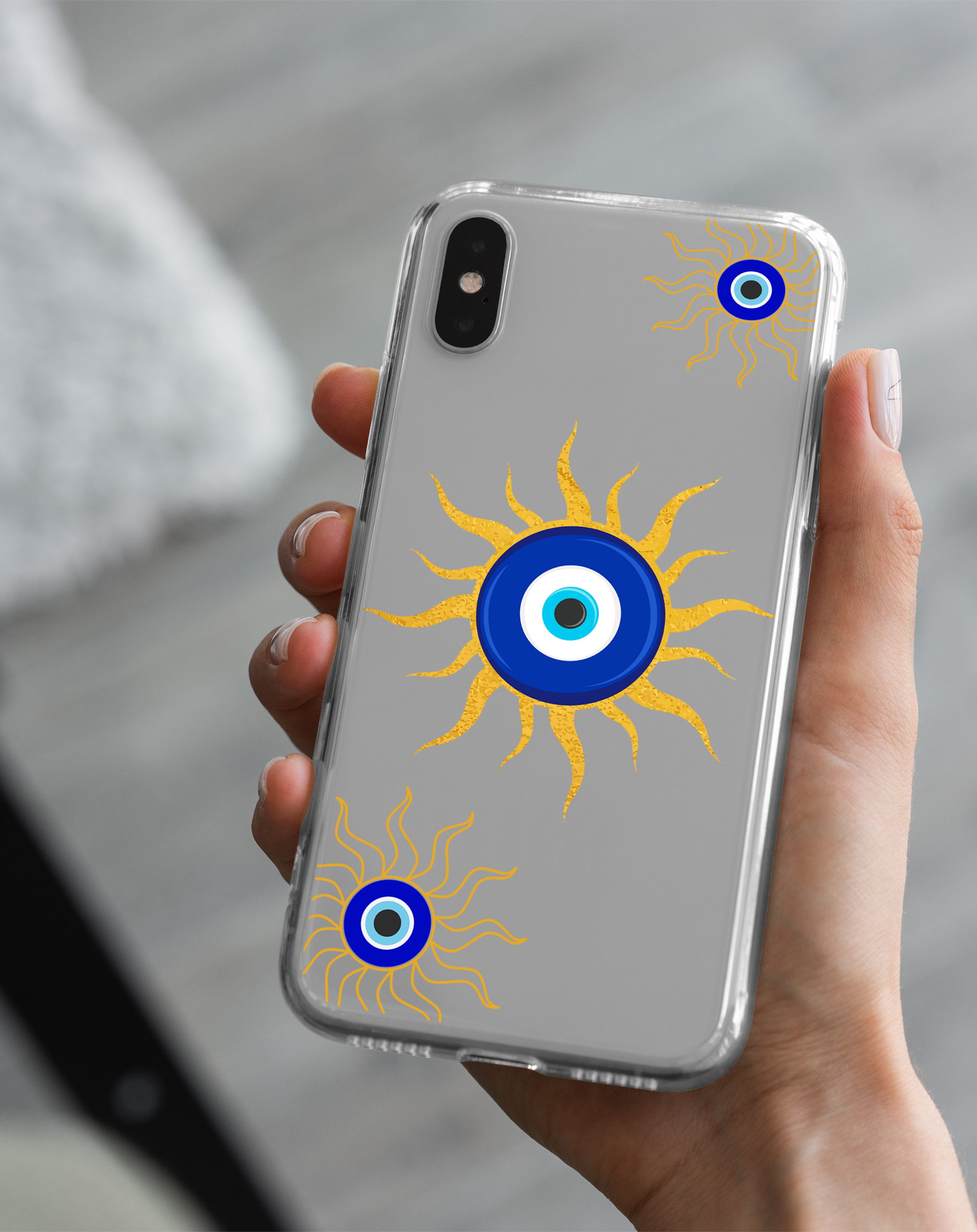 Güneş ve Nazar Premium Şeffaf Telefon Kılıfı