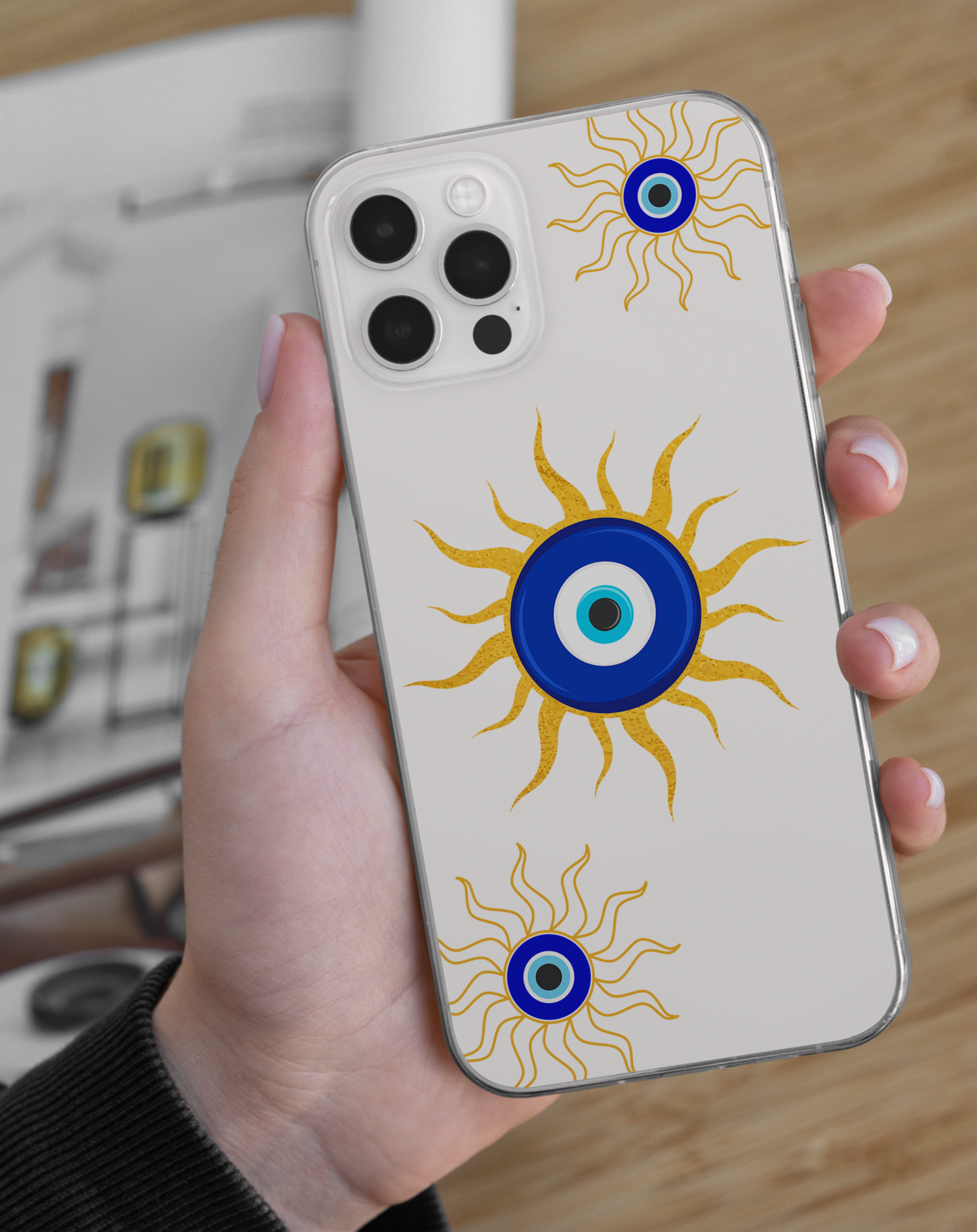 Güneş ve Nazar Premium Şeffaf Telefon Kılıfı