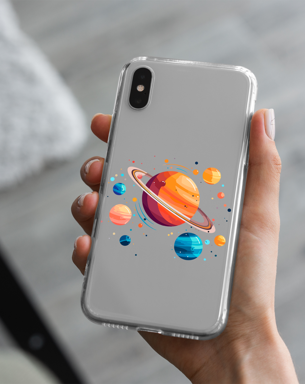 Gezegen Premium Şeffaf Telefon Kılıfı