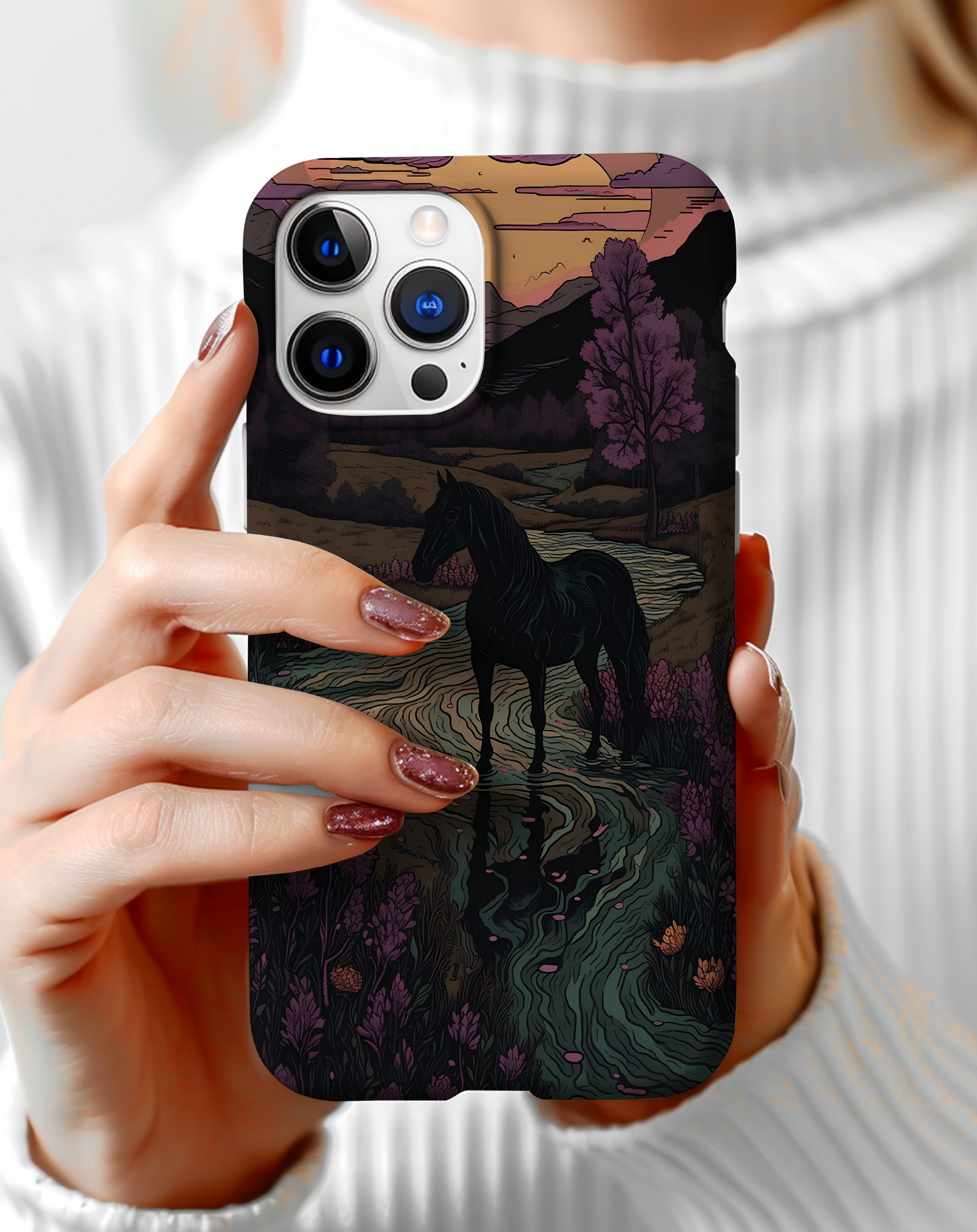 Gizemli At Figürlü Premium Telefon Kılıfı