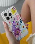 Flower Garden & Butterfly Premium Şeffaf Telefon Kılıfı