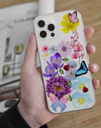 Flower Garden & Butterfly Premium Şeffaf Telefon Kılıfı