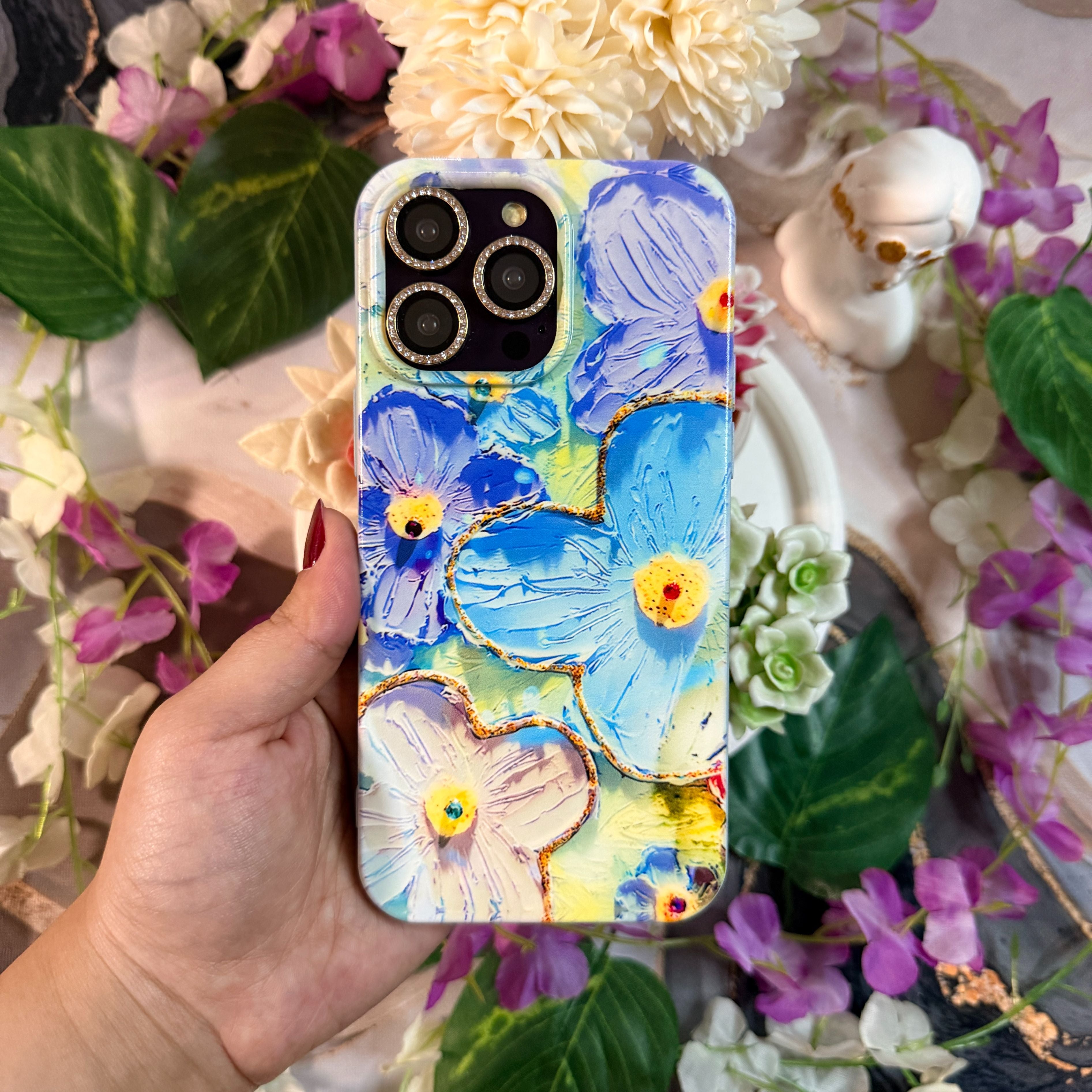 Mavi Çiçek Premium Telefon Kılıfı