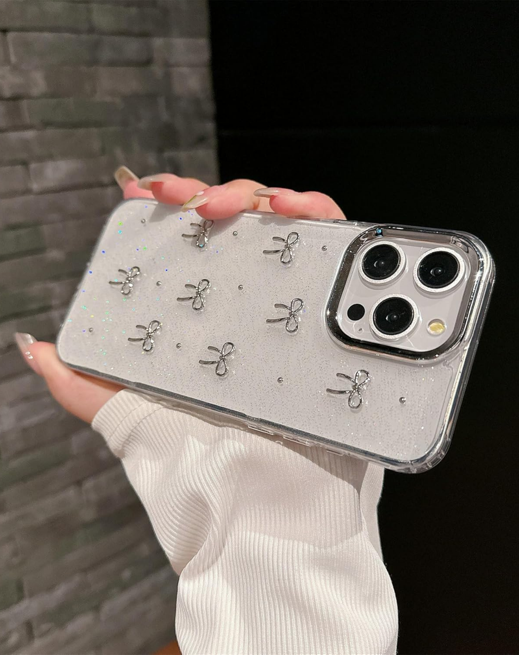 Glitter 3D kurdele Şeffaf (Sararmaz) Premium Telefon Kılıfı